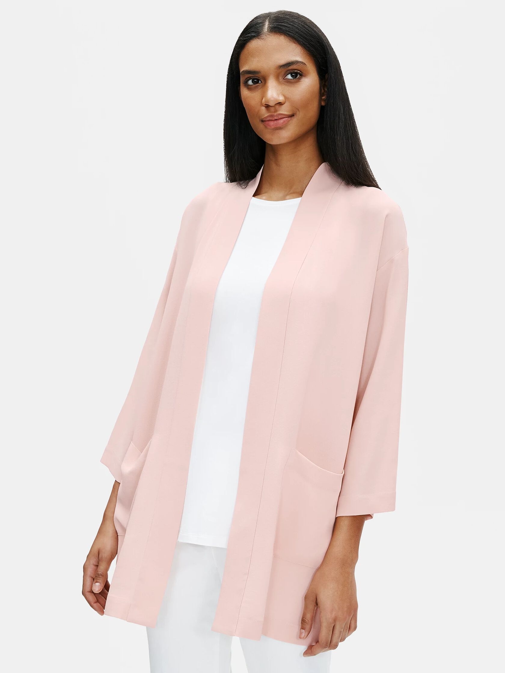 Silk Georgette Crepe High Collar Jacket