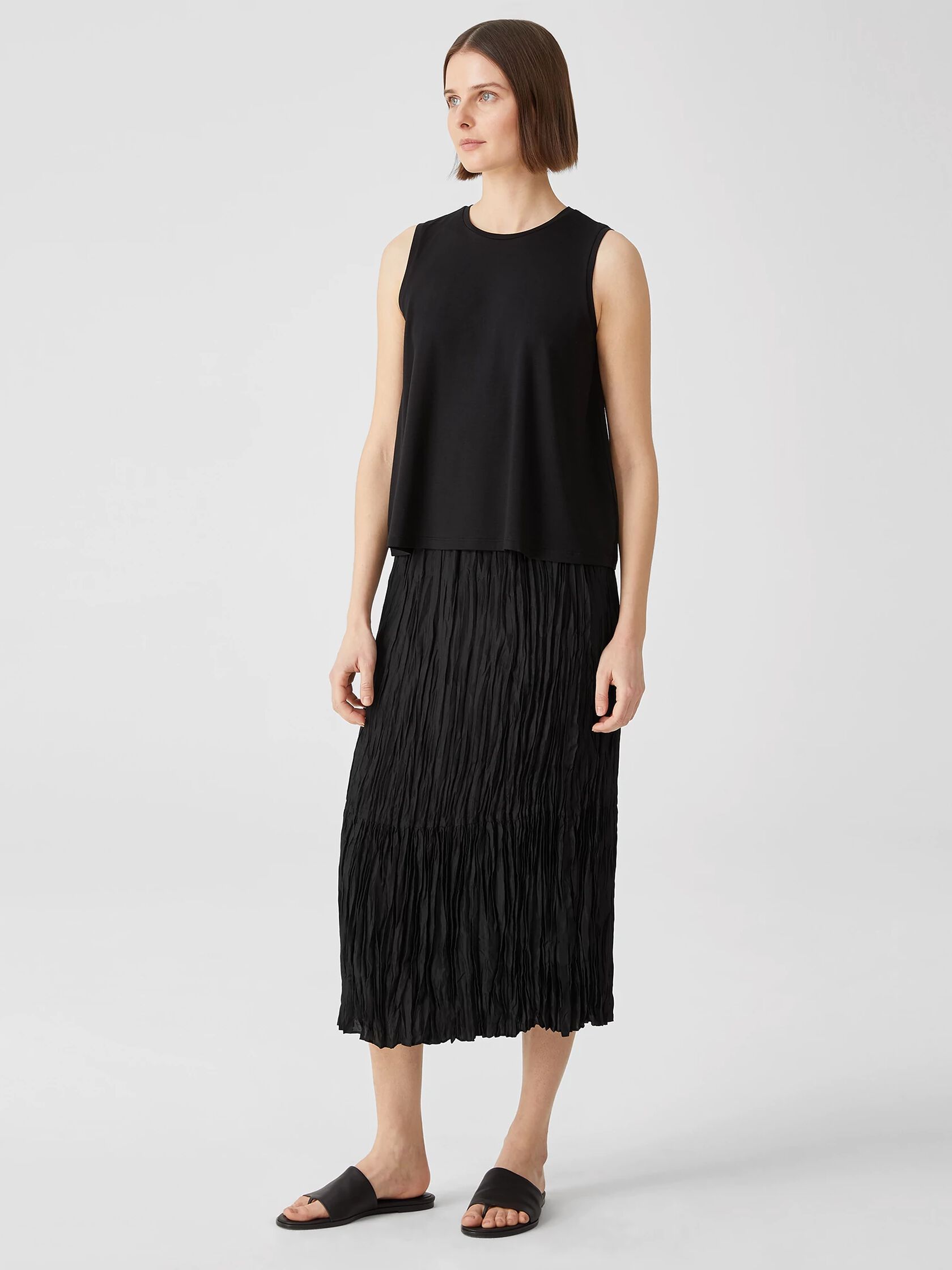 Crushed Silk Habutai Tiered Skirt