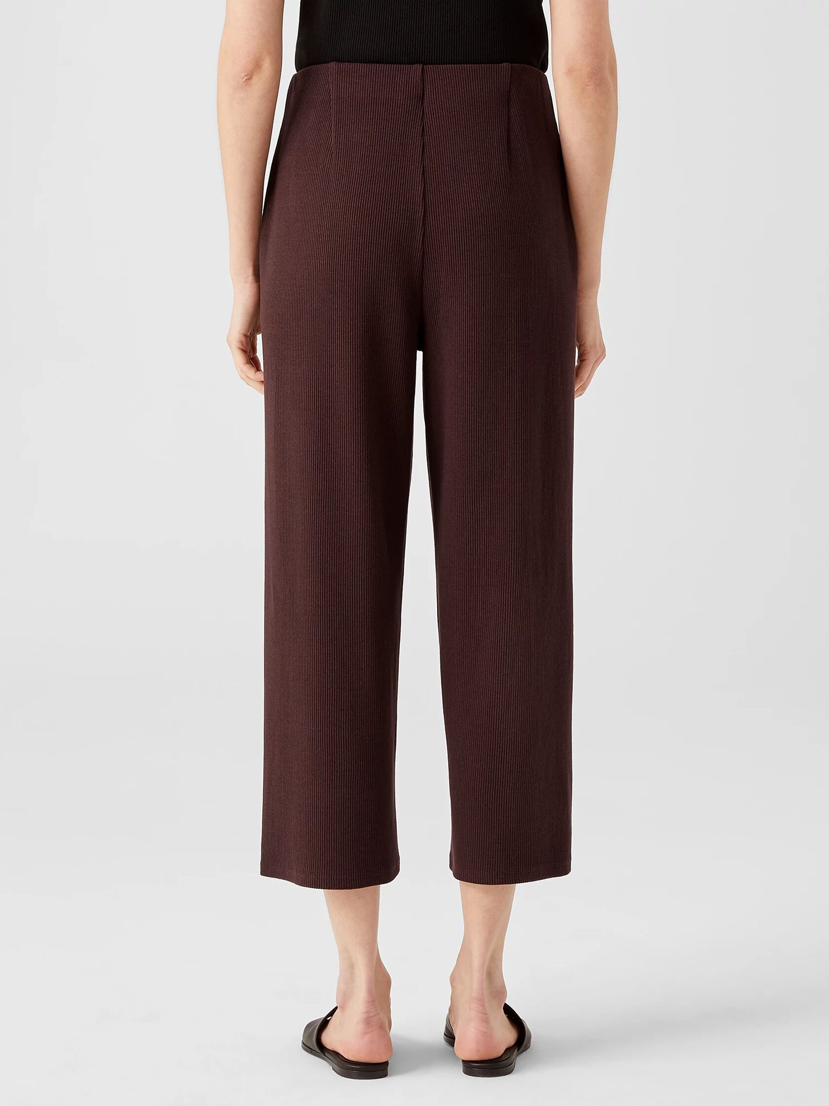 Ribbed Organic Cotton Blend Straight Pant