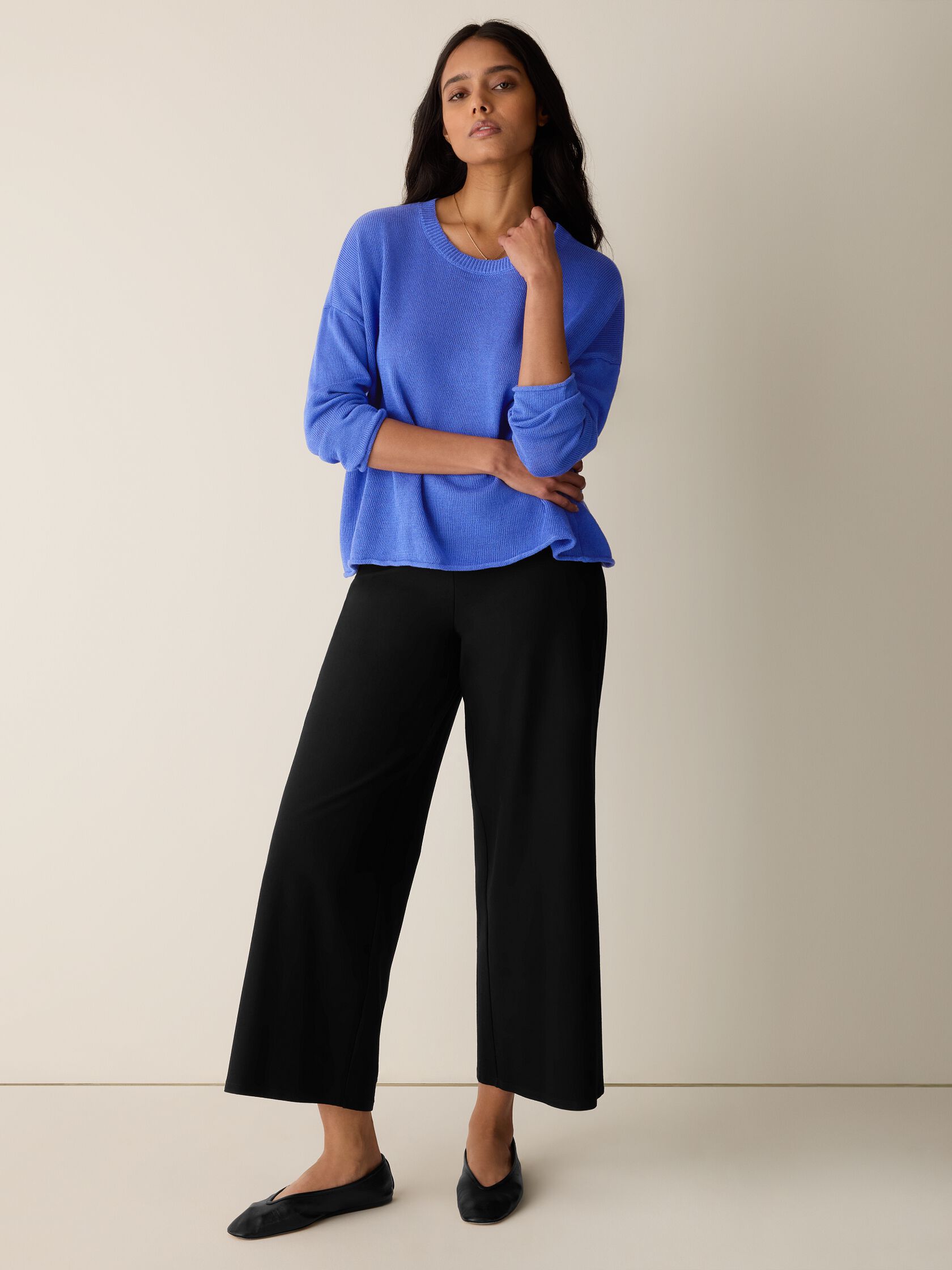 Organic Linen Cotton Crew Neck Top