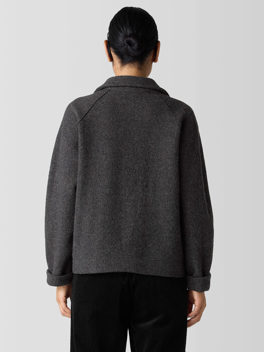 Lightweight Boiled Wool Motorcycle Jacket in Regenerative Wool