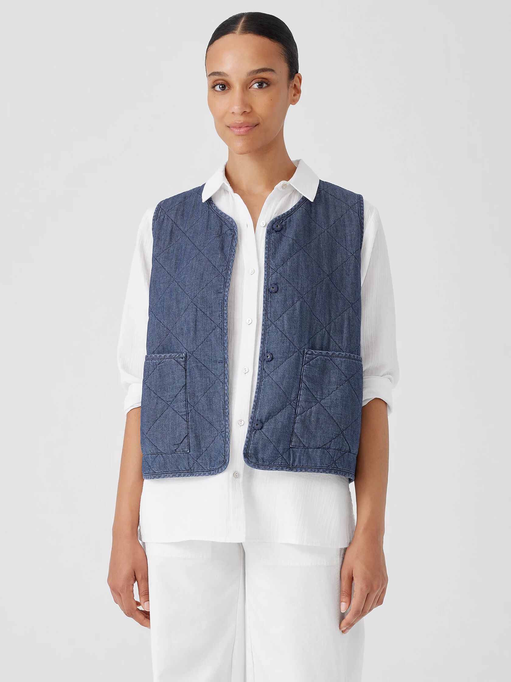Airy Organic Cotton Twill Quilted Vest