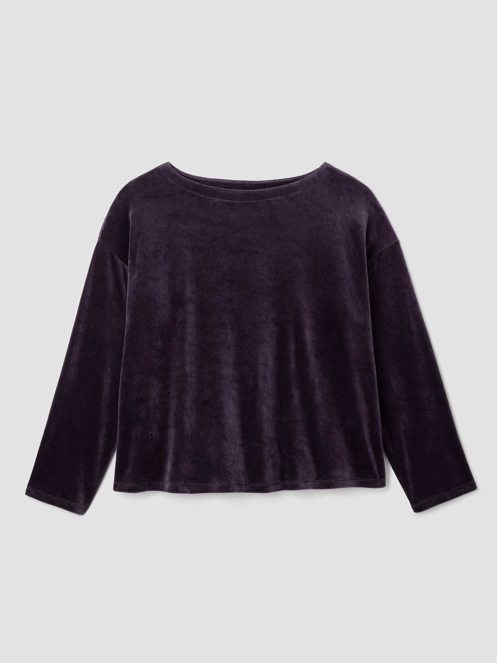 Cozy Velour Knit Bateau Neck Top
