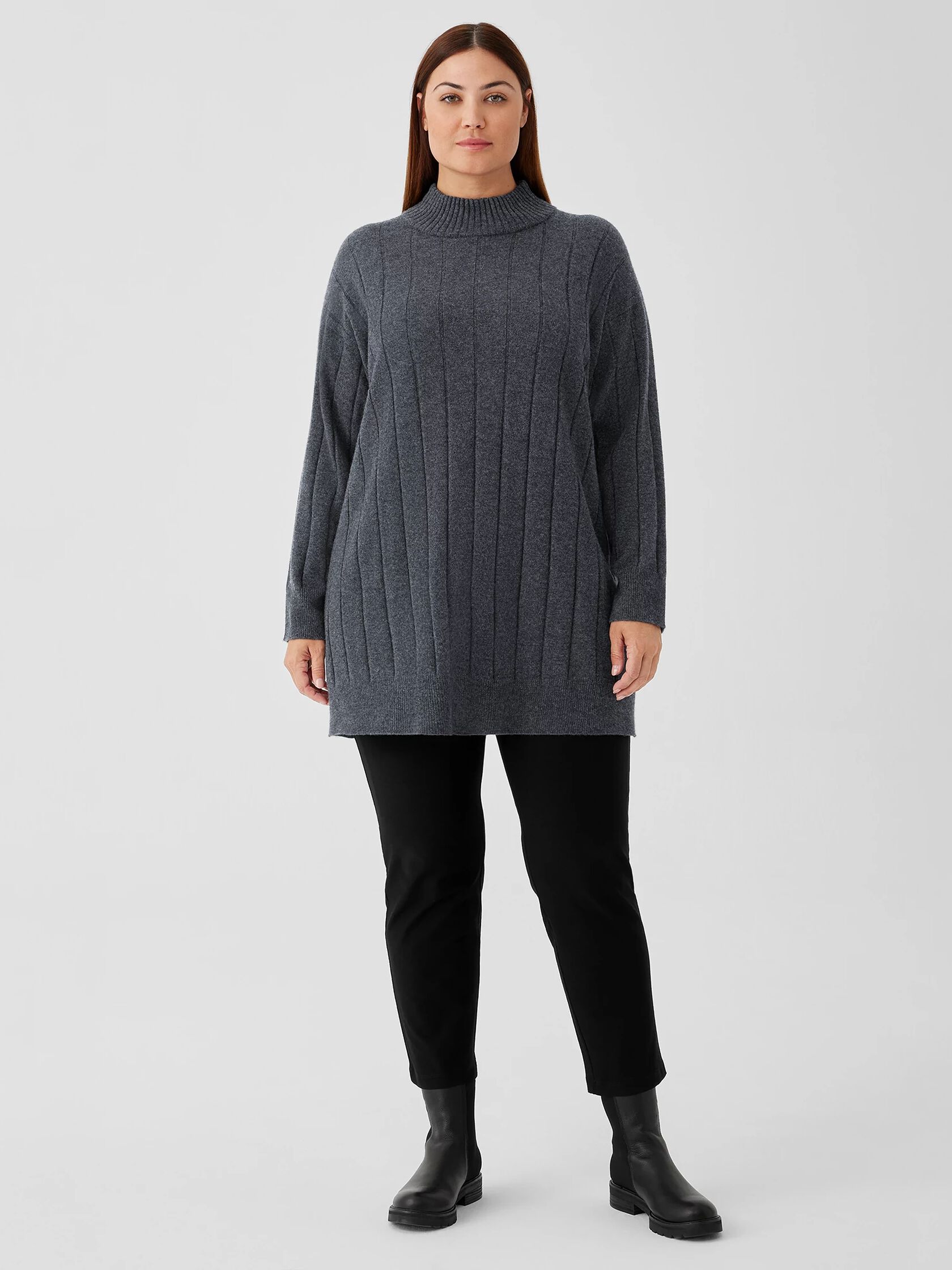 Italian Cashmere Turtleneck Long Top