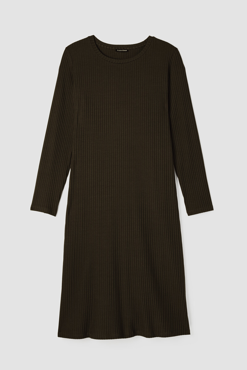 Textured Stretch Rib Crew Neck Dress Textured Stretch Rib Crew Neck Dress