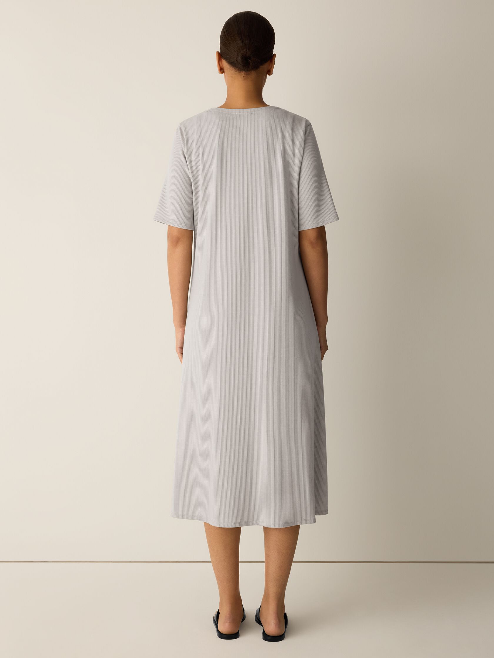 Ribbed Knit V-Neck Dress