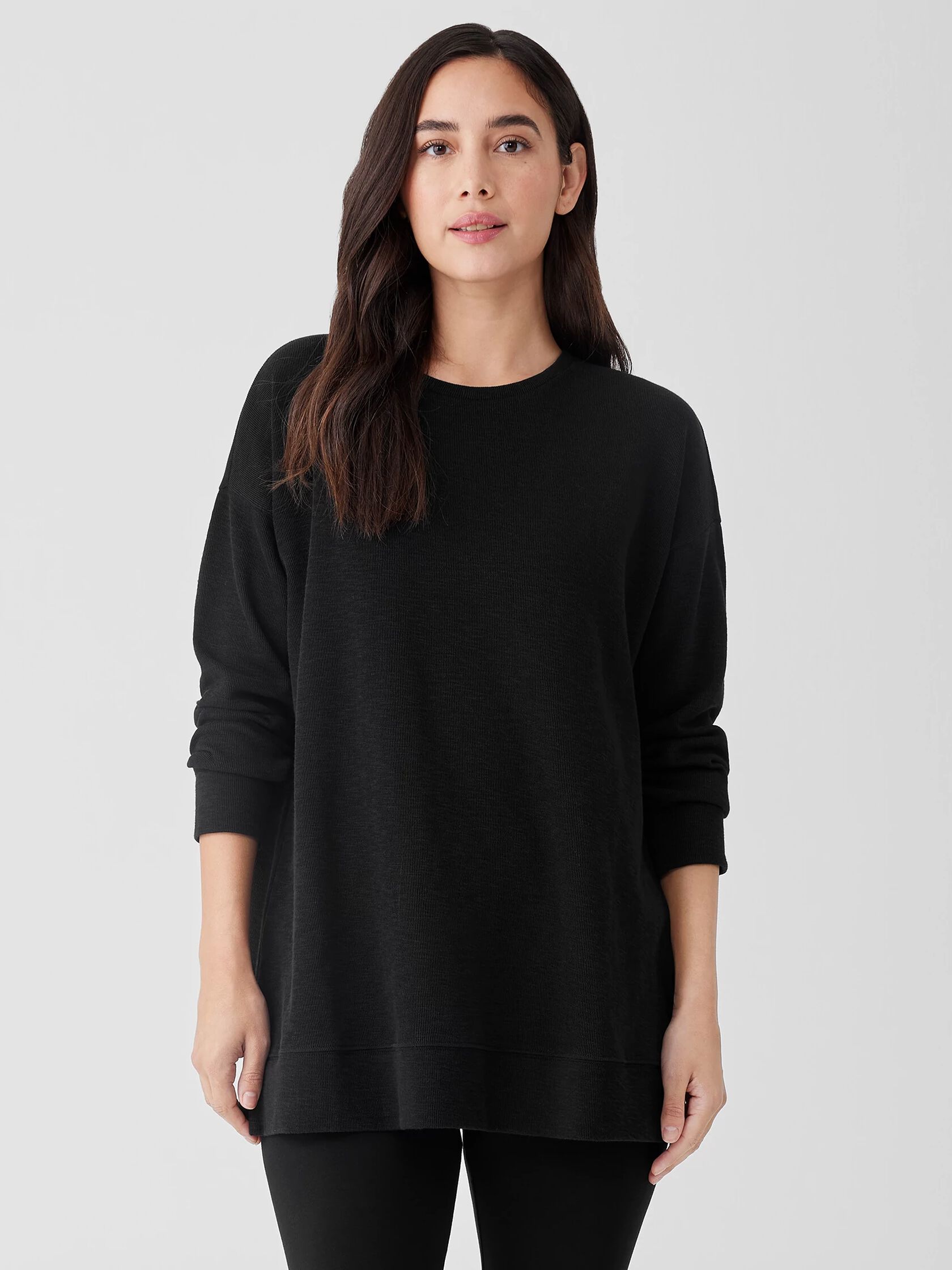 Organic Cotton Slubby Rib Knit Crew Neck Top