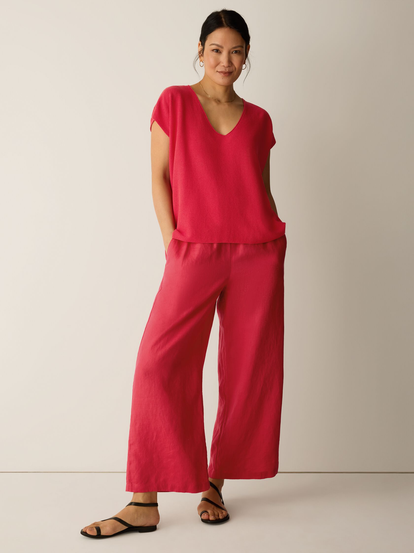 Organic Linen Cotton V-Neck Top