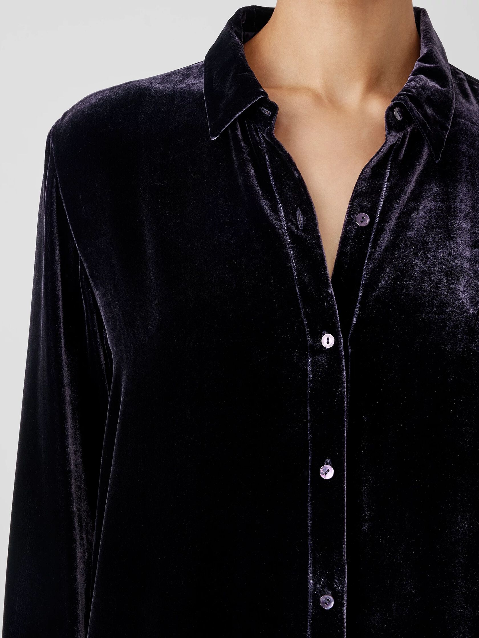 Velvet Classic Collar Long Shirt