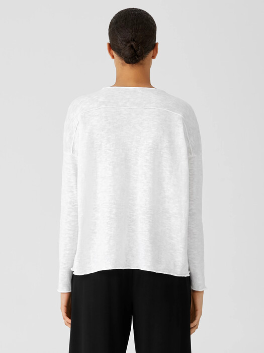 Organic Cotton Linen Slub V-Neck Top