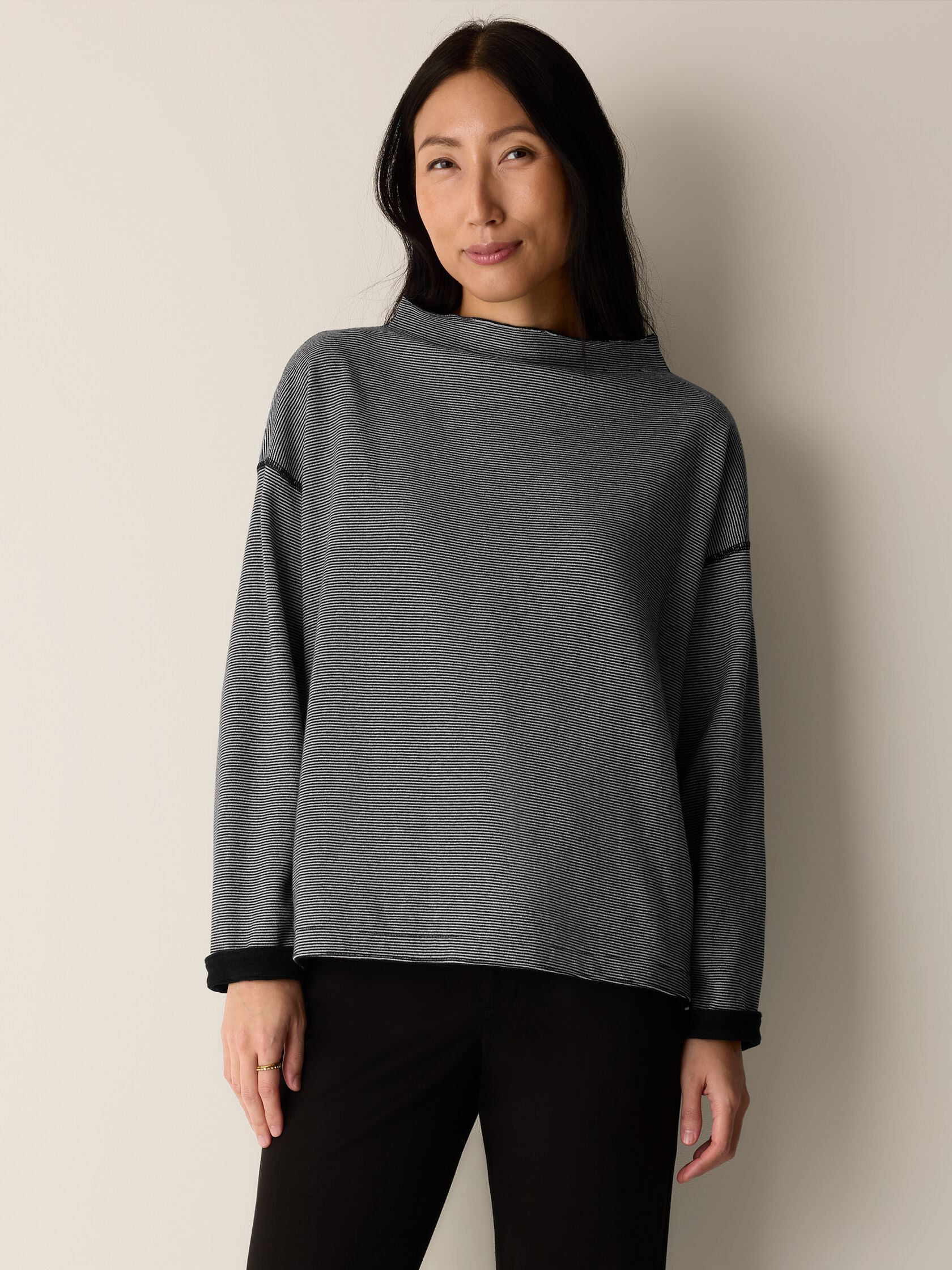 Doubleknit Organic Cotton Stripe Reversible Top