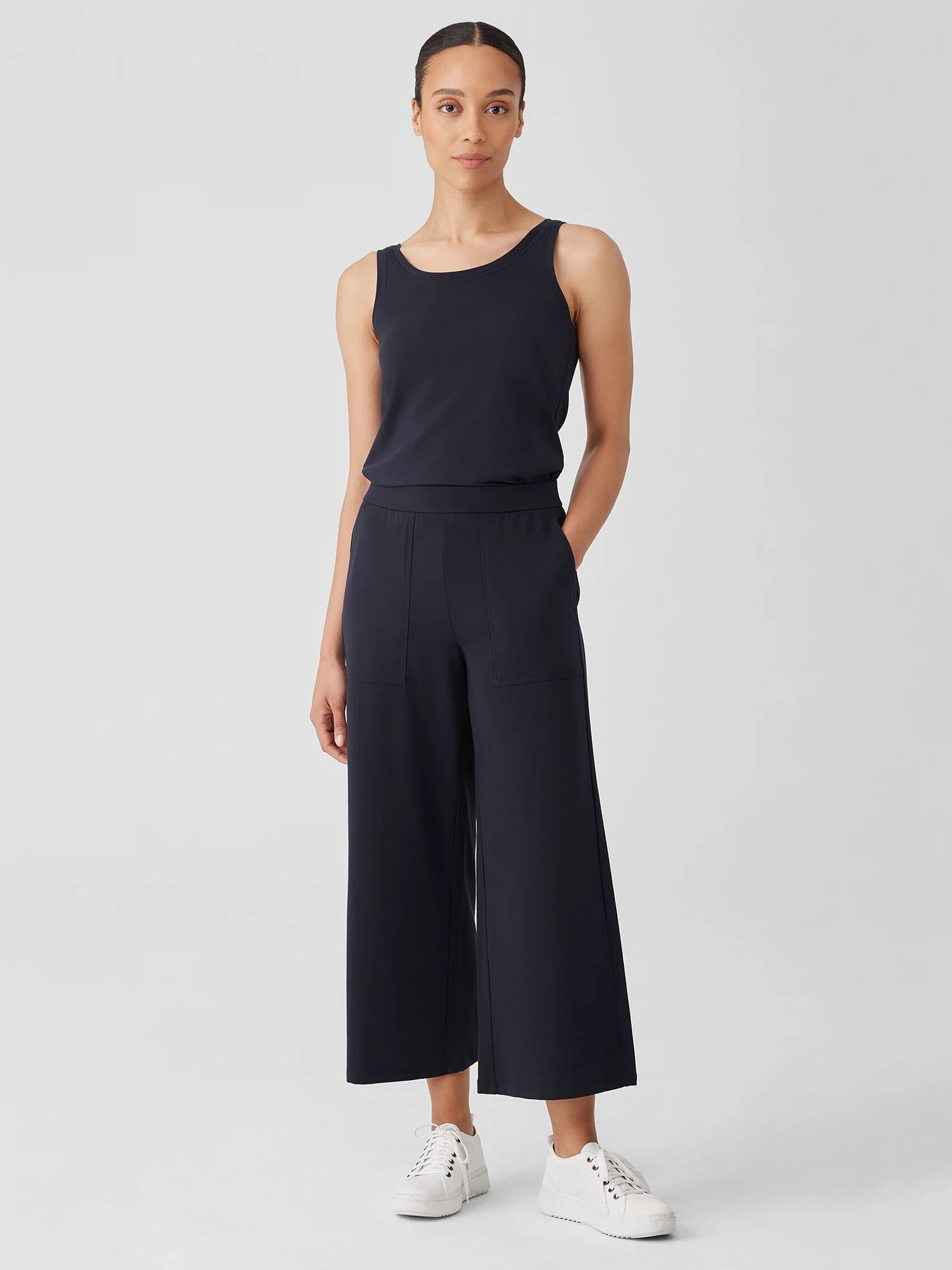 Pima Cotton Stretch Jersey Wide-Leg Pant