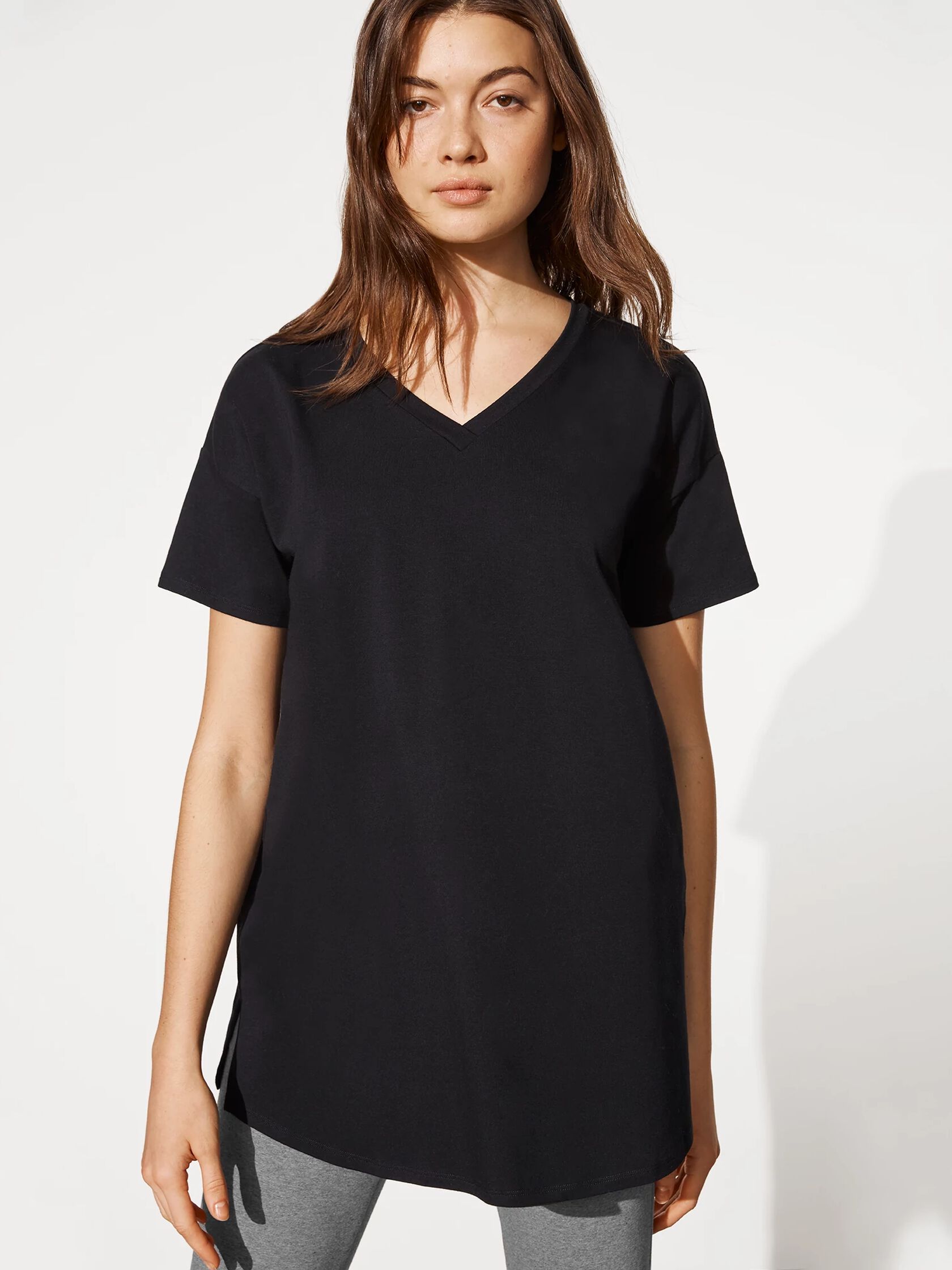 Traceable Cotton Stretch V-Neck Tunic