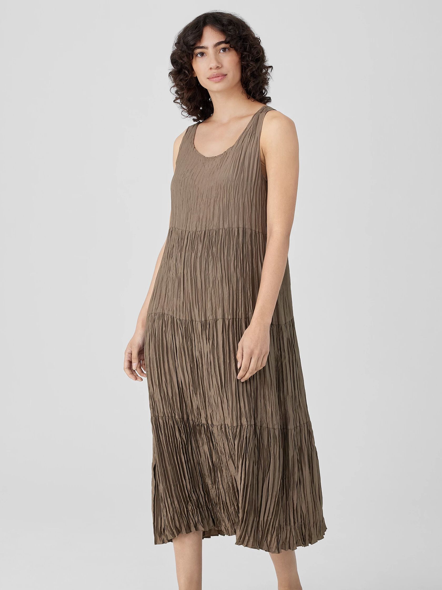 Crushed Silk Tiered Dress
