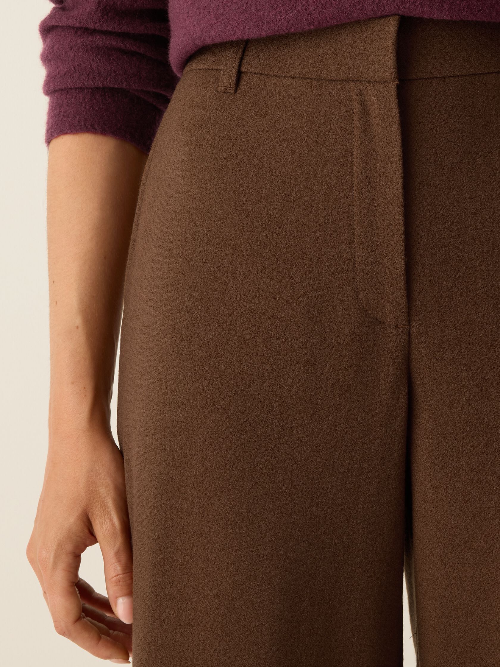 Stretch Wool Crepe Wide-Leg Trouser