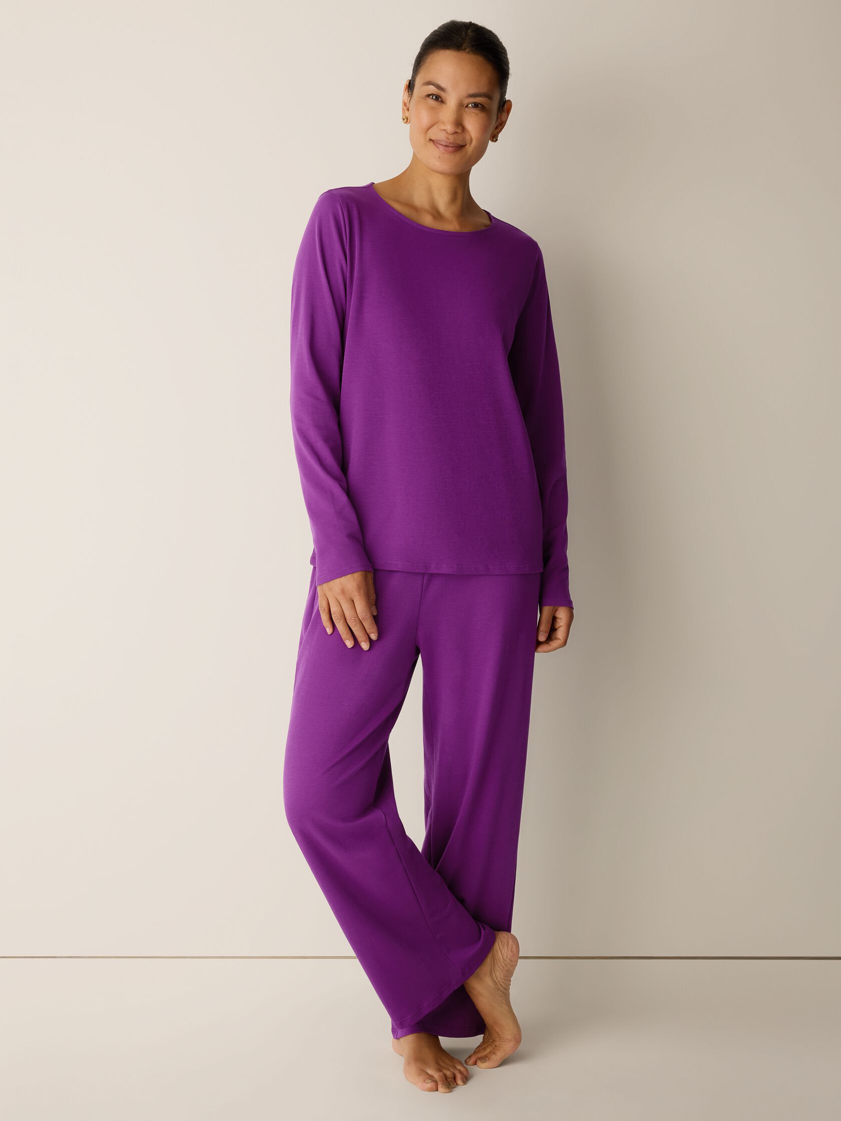 Organic Cotton Interlock Crew Neck Sleep Top