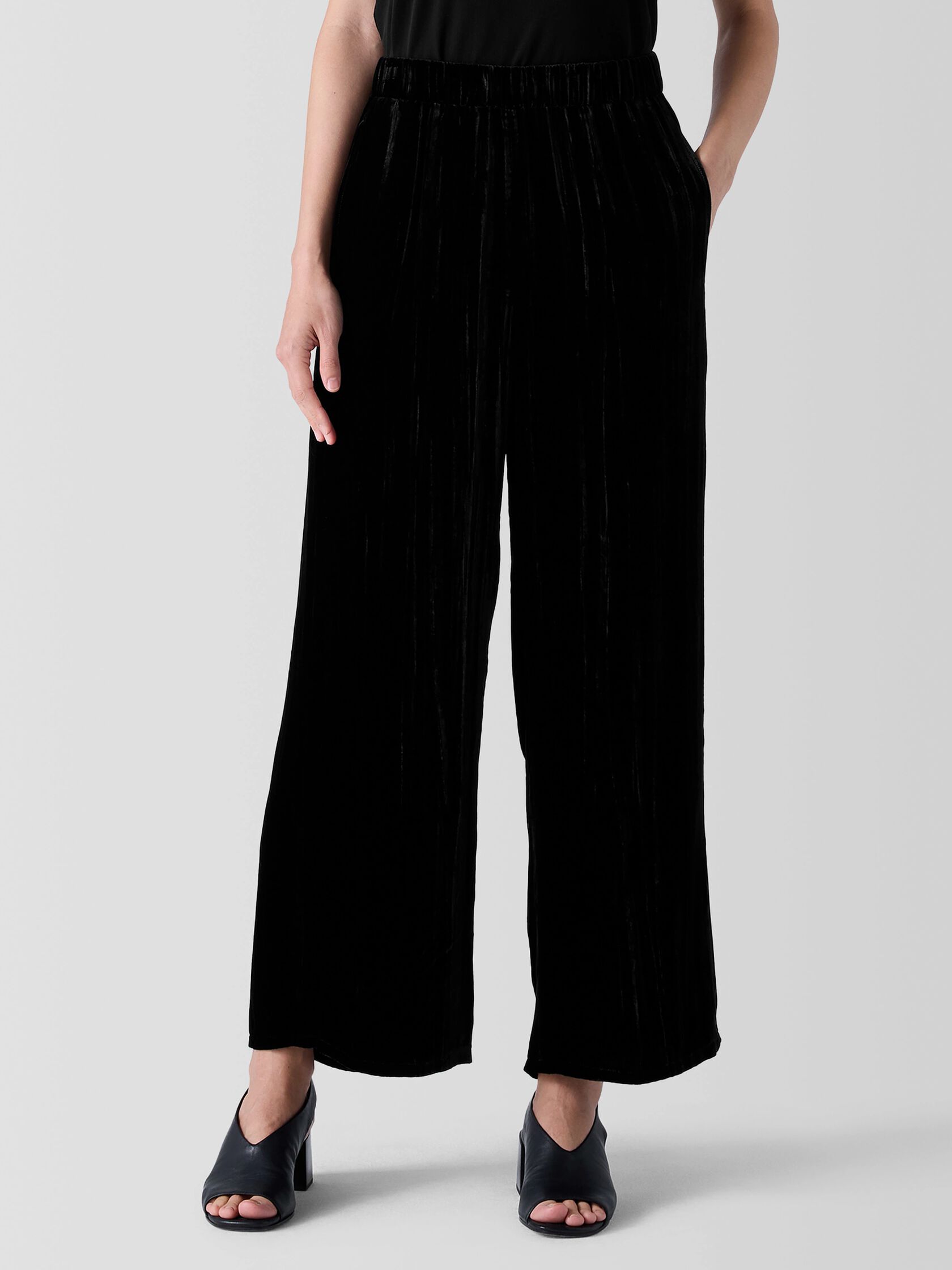 Crushed Velvet Wide-Leg Pant