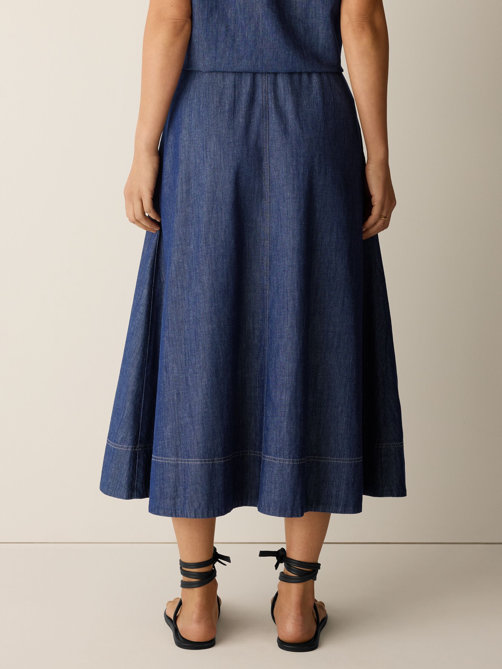 Lightweight Organic Cotton Denim Half-Circle Skirt