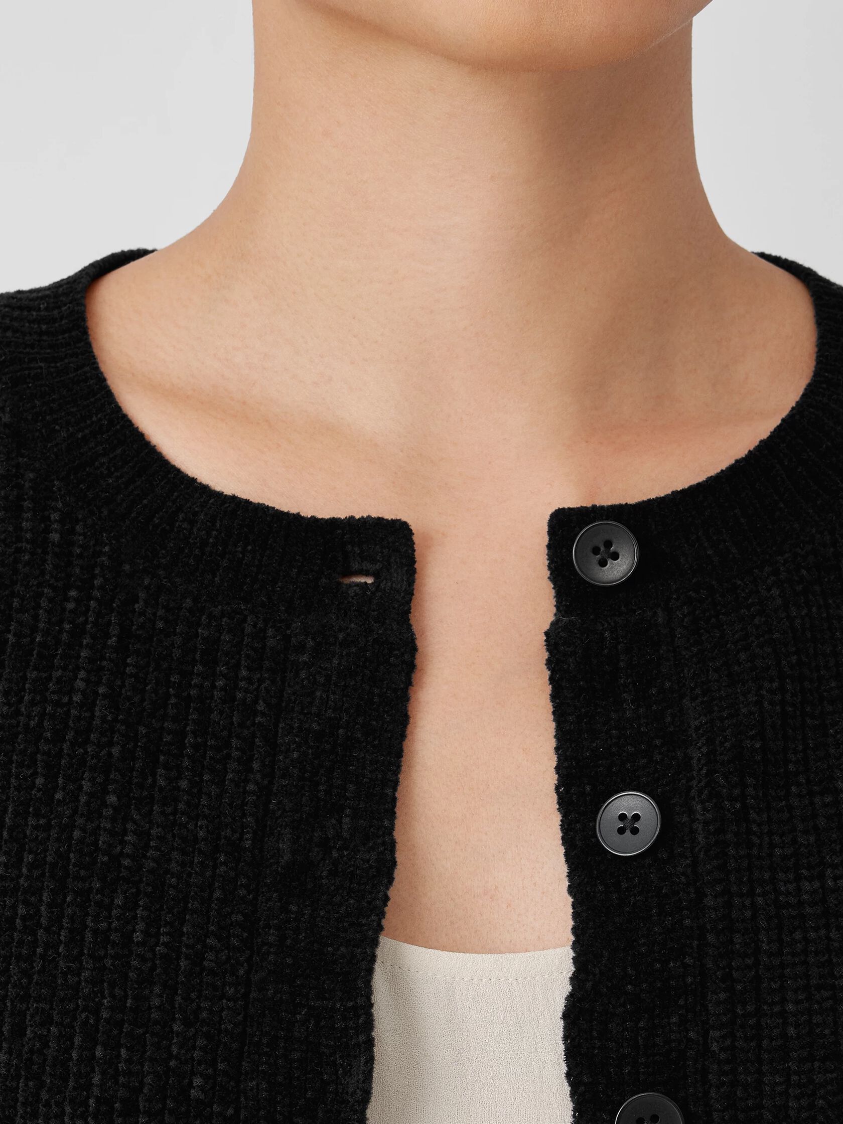 Organic Cotton Chenille Crew Neck Cardigan