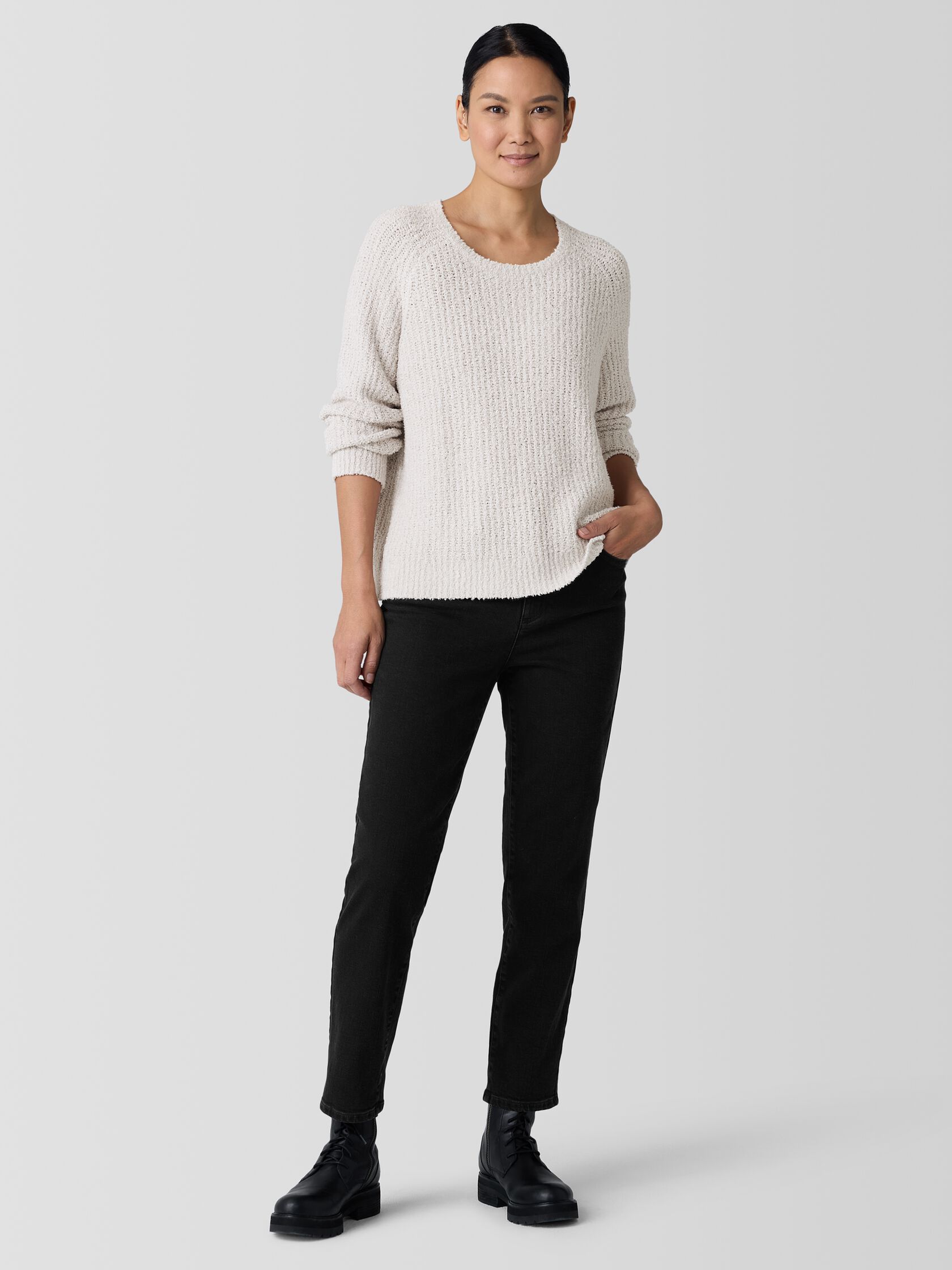 Cotton Fluff Crew Neck Top