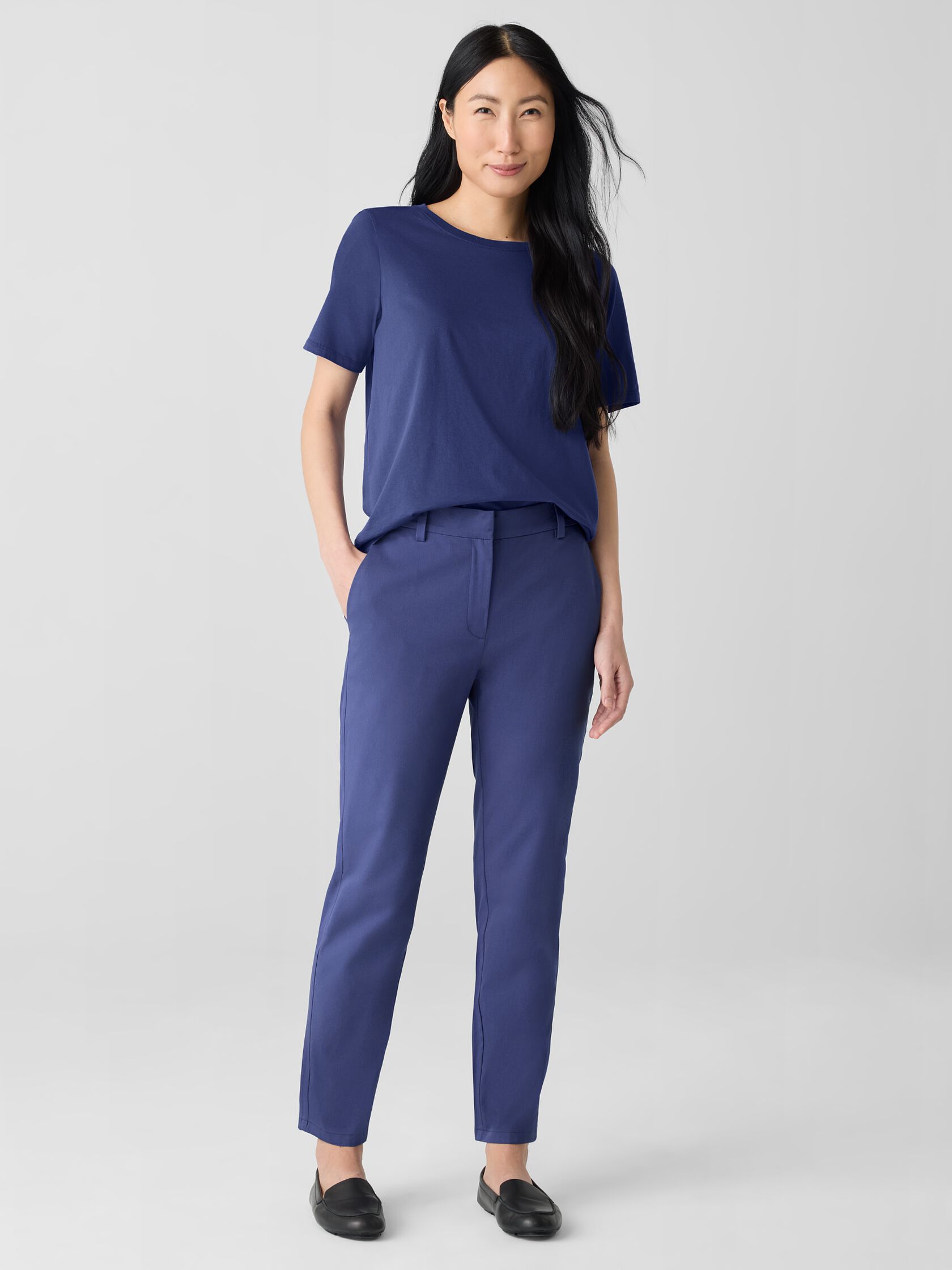 Stretch Cotton Twill Tapered Trouser Pant