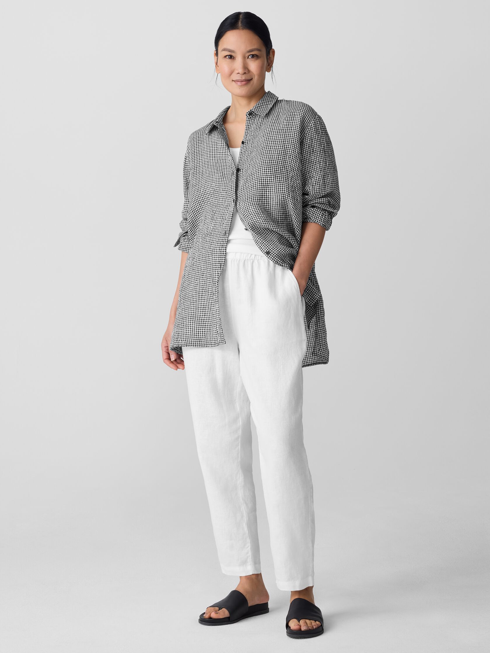 Puckered Organic Linen Classic Collar Shirt