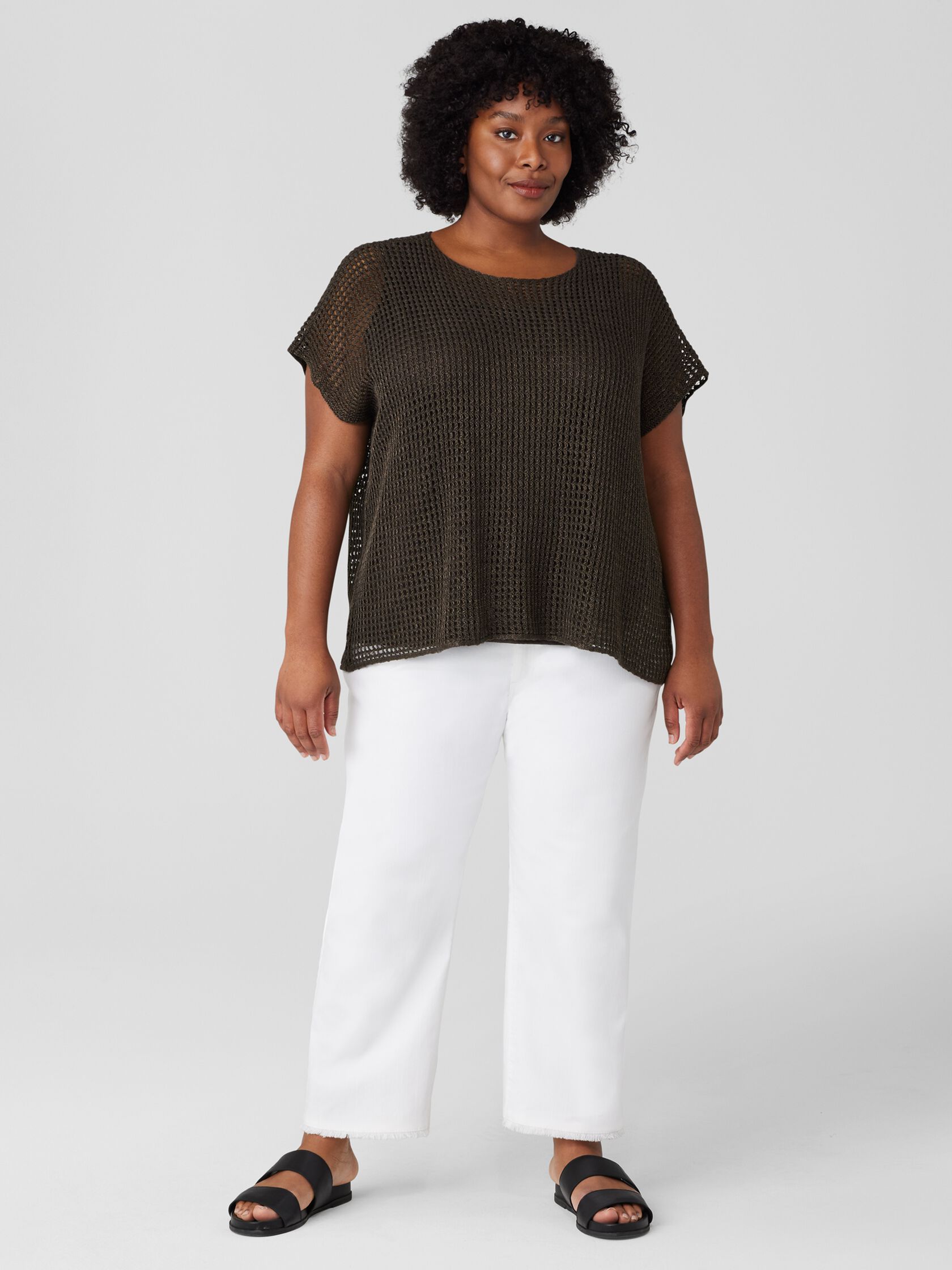 Organic Linen Délavé Bateau Neck Top