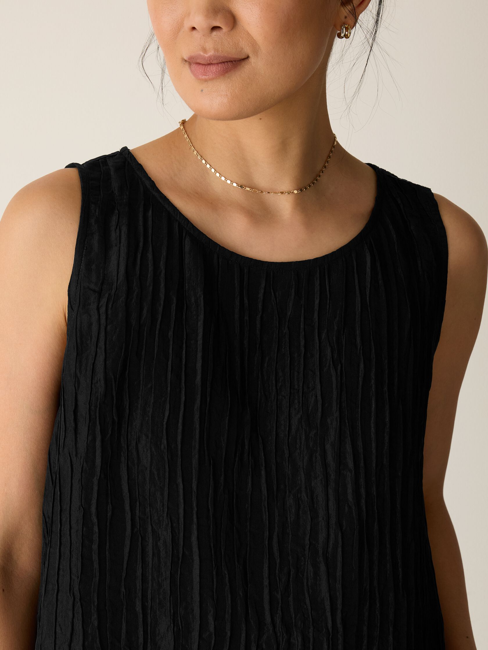 Textured Silk Jacquard Ballet Neck Tank