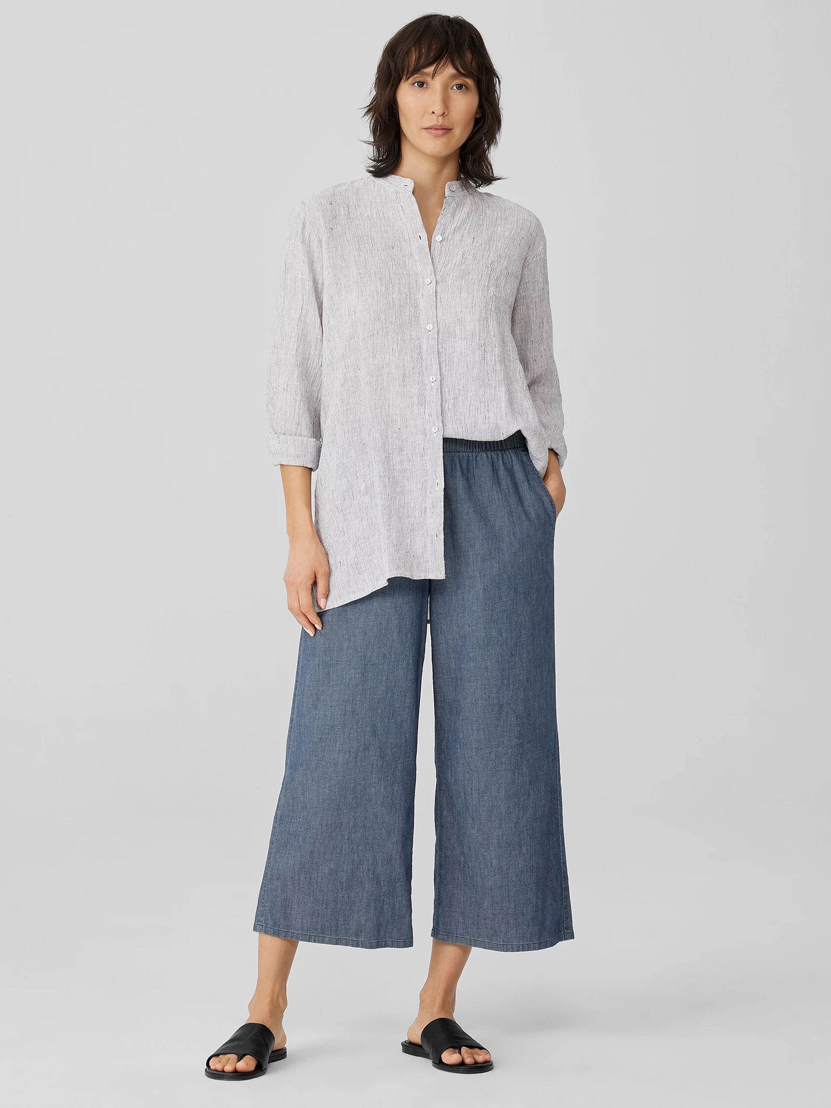 Airy Organic Cotton Twill Wide-Leg Pant