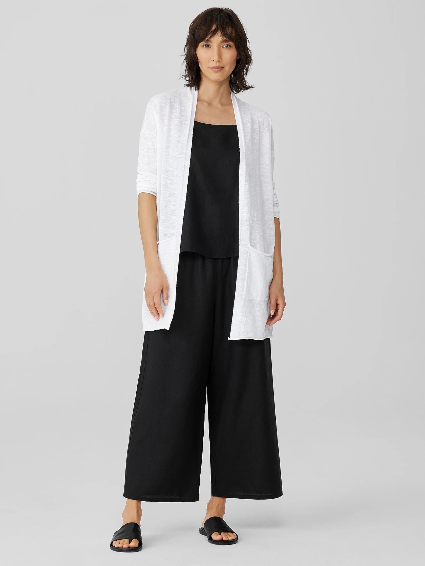 Organic Cotton Linen Slub Long Cardigan | EILEEN FISHER