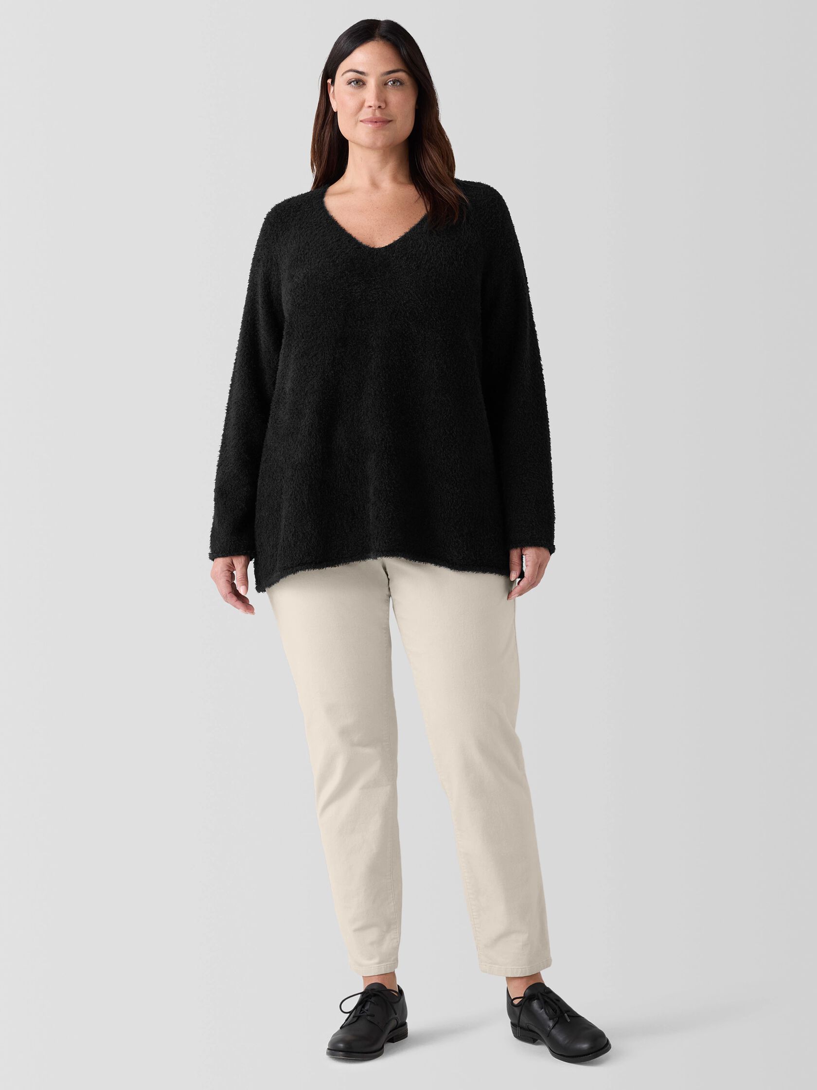 Organic Cotton Eyelash V-Neck Top