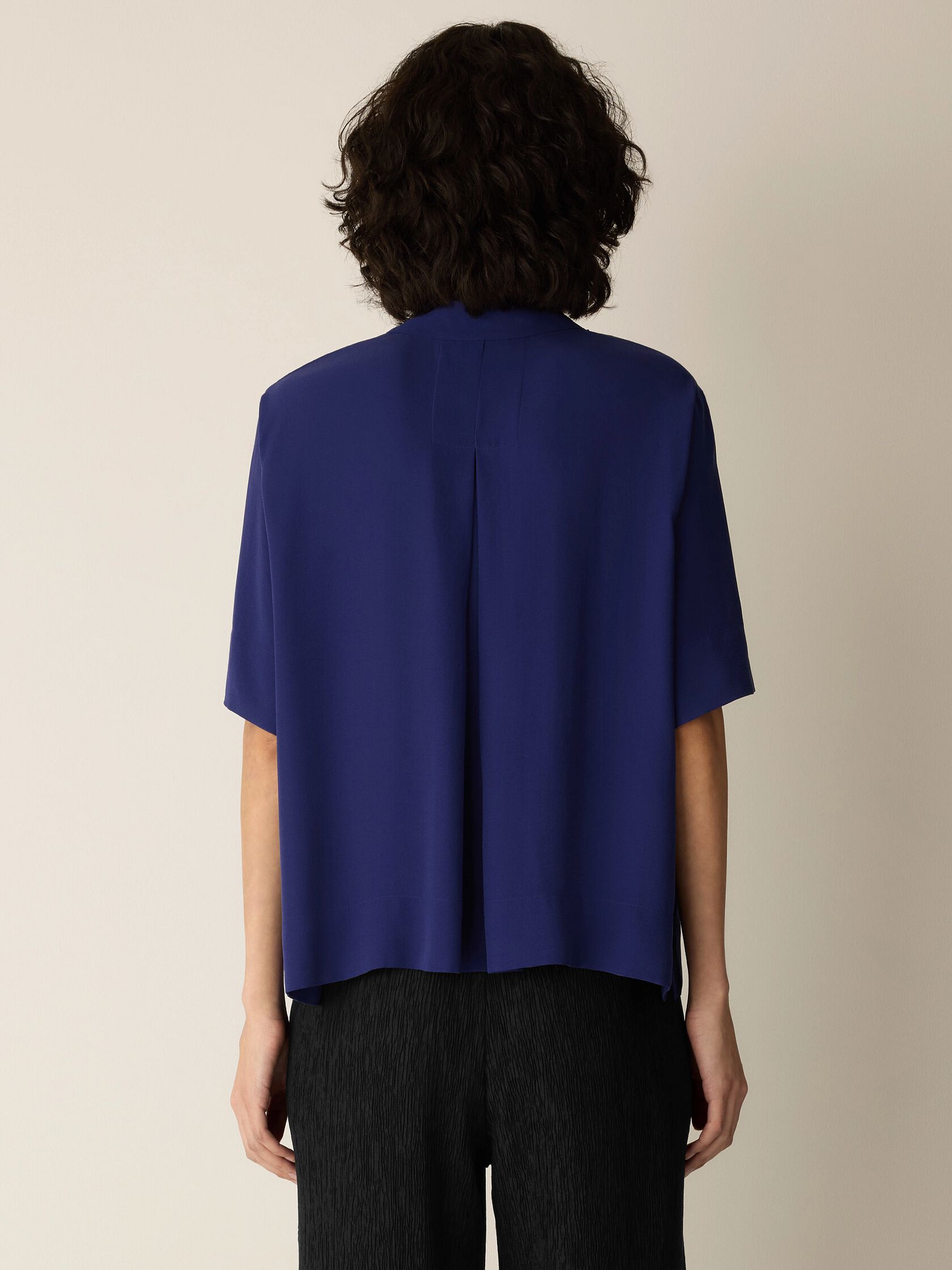Silk Georgette Crepe Split Neck Top