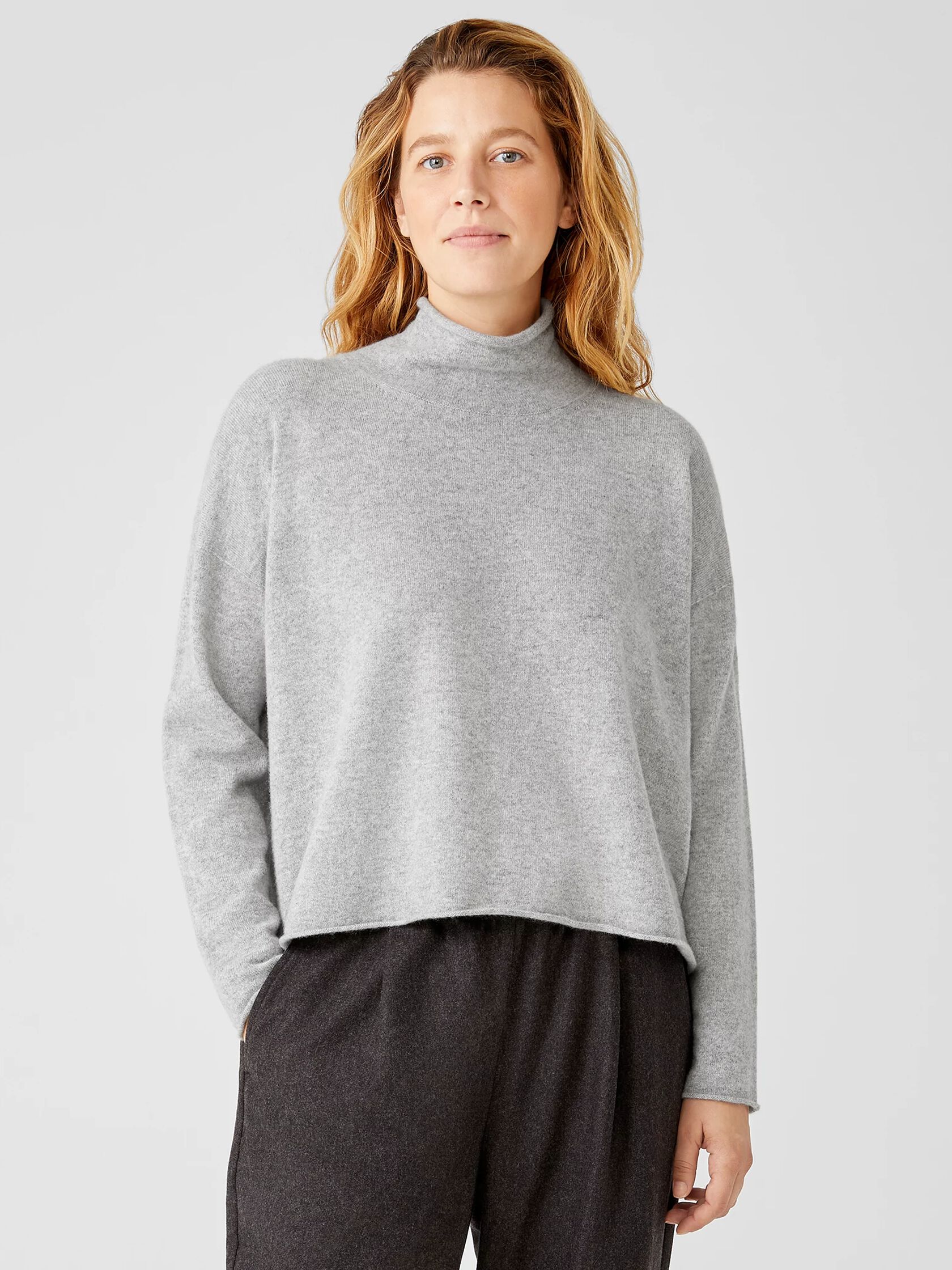 Italian Cashmere Scrunch Neck Top