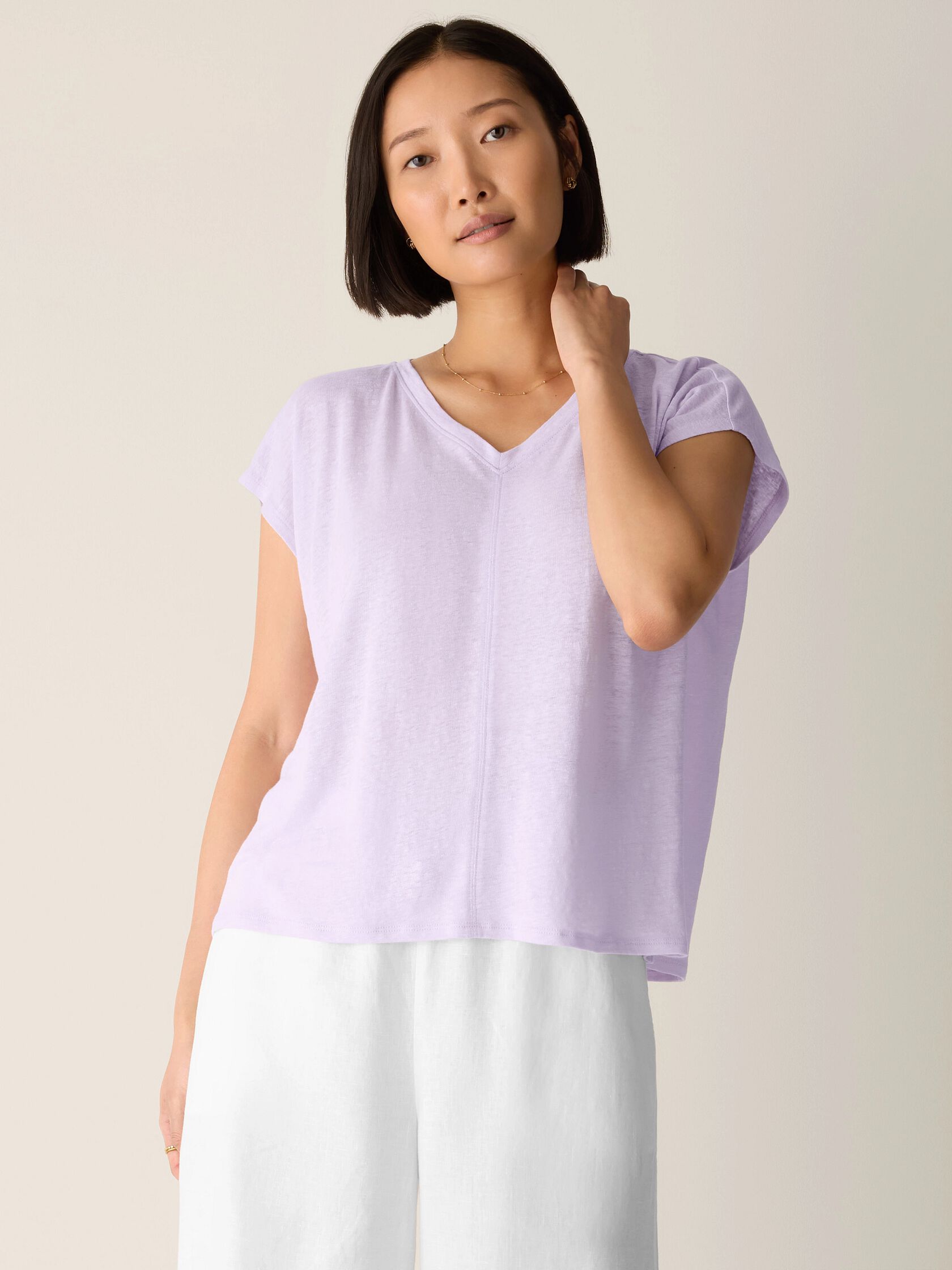 Organic Linen Jersey V-Neck Tee