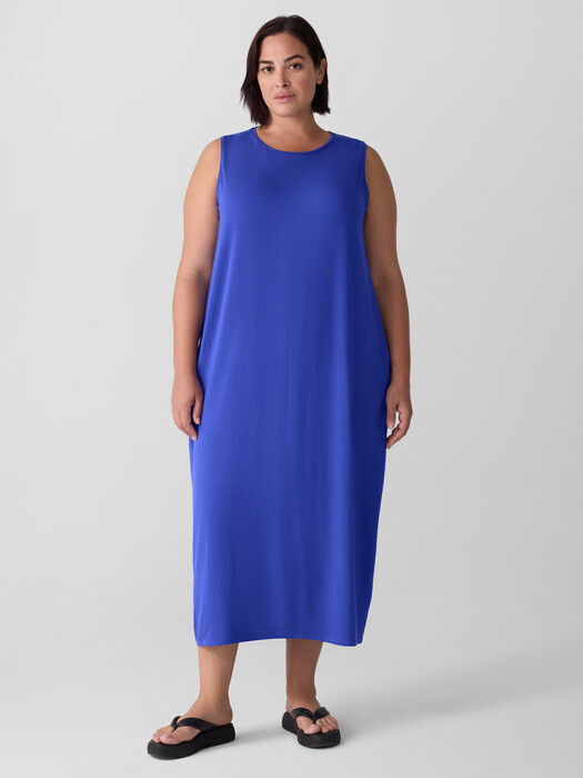 Stretch Jersey Knit Round Neck Dress