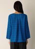 Puckered Organic Linen Plaid Keyhole Top