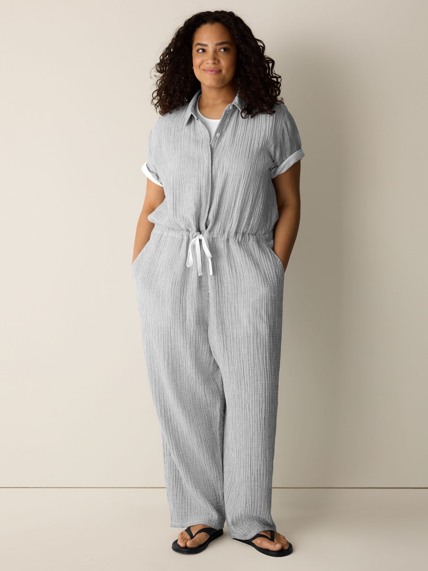 Striped Organic Cotton Gauze Jumpsuit