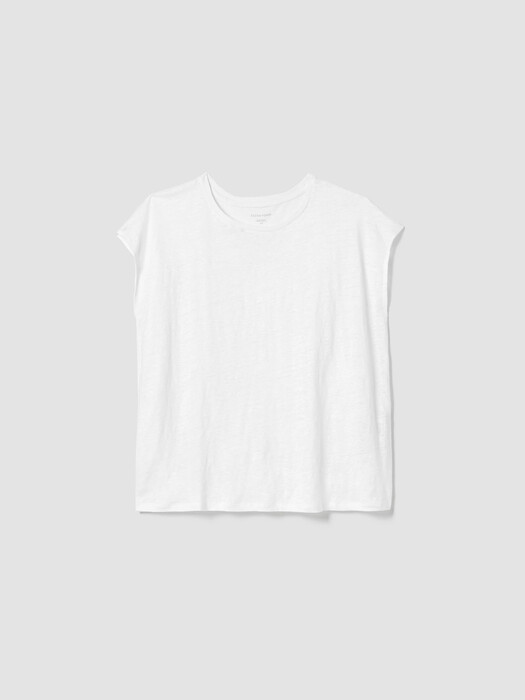 Organic Linen Jersey Shirred-Back Top