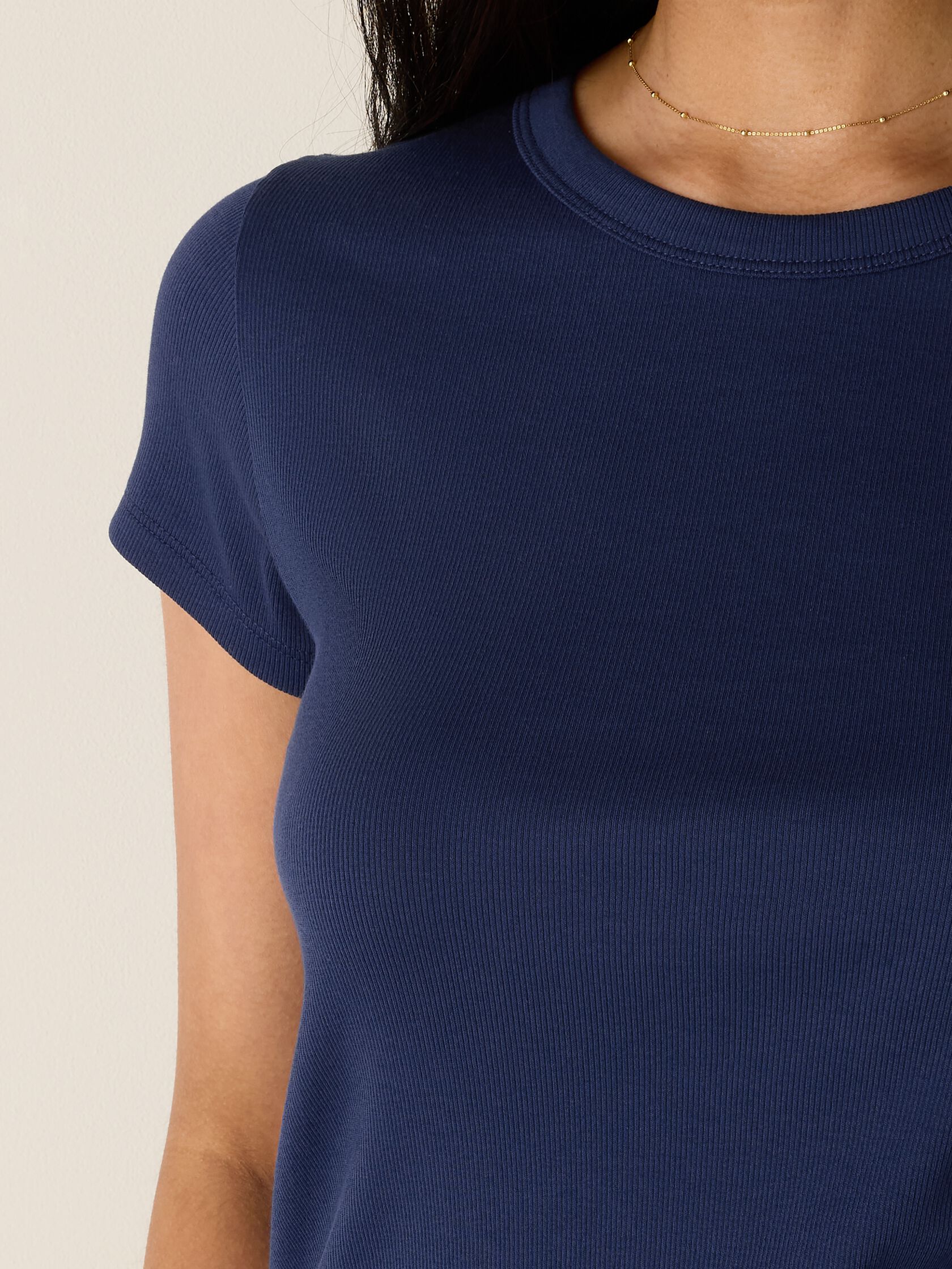 Organic Cotton Stretch Rib Crew Neck Tee