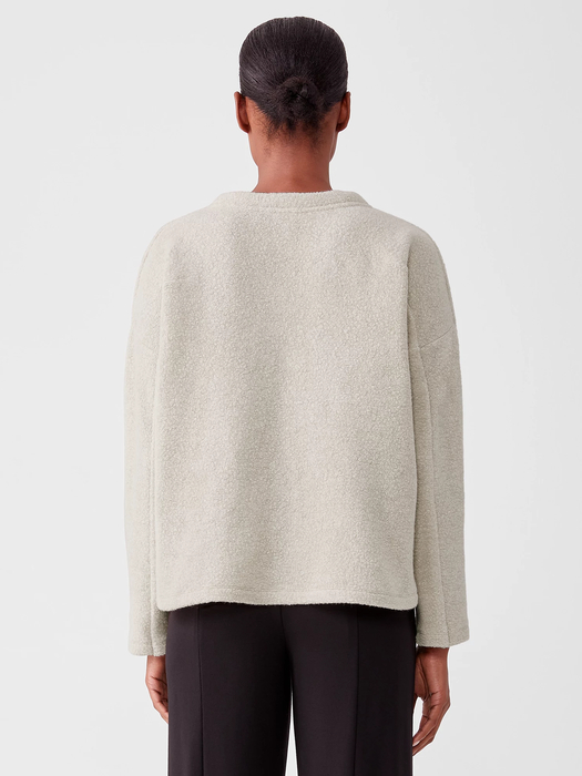 Boucle Wool Knit Crew Neck Box-Top