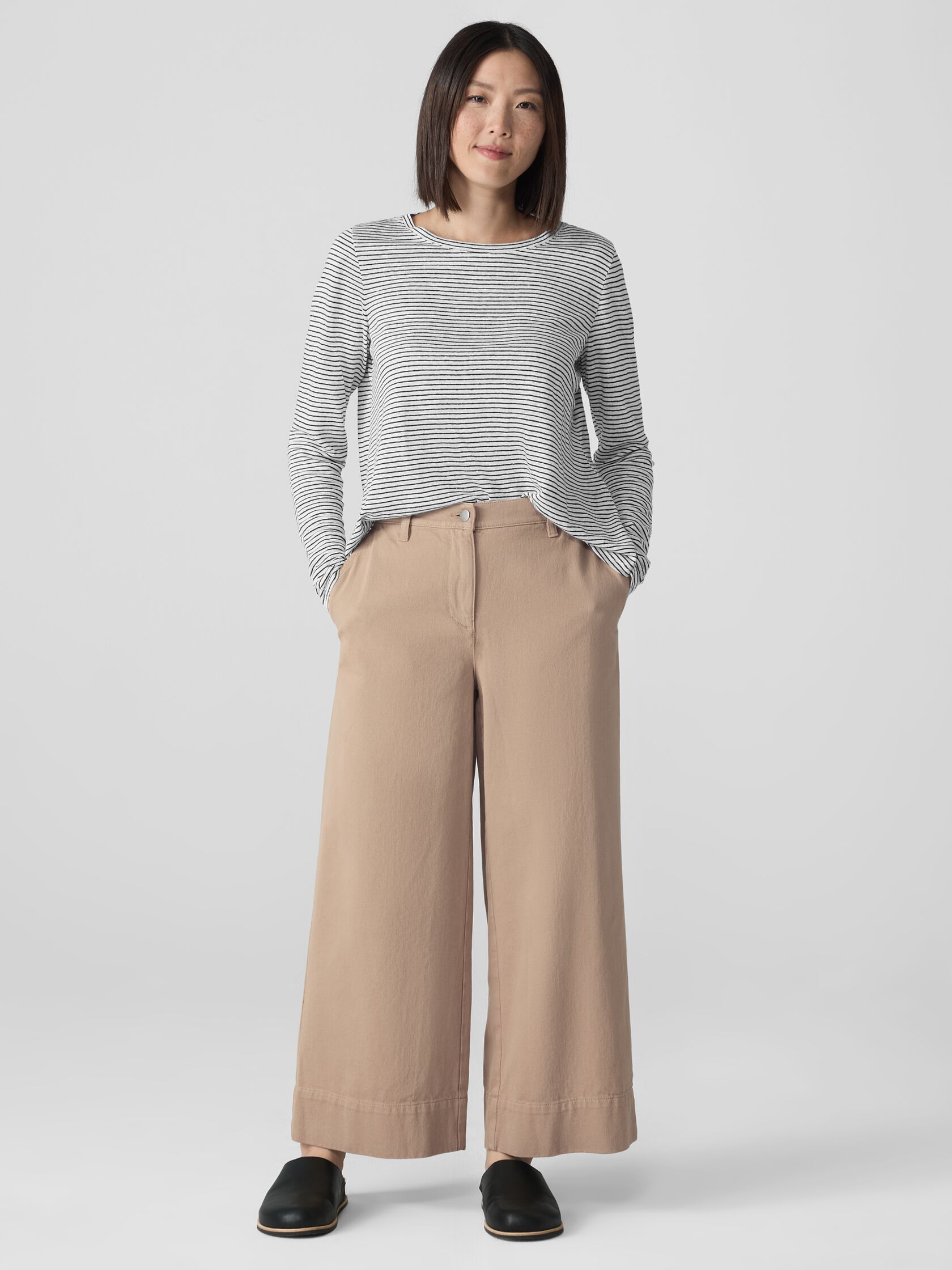 Garment-Dyed Utility Cotton Wide-Leg Pant