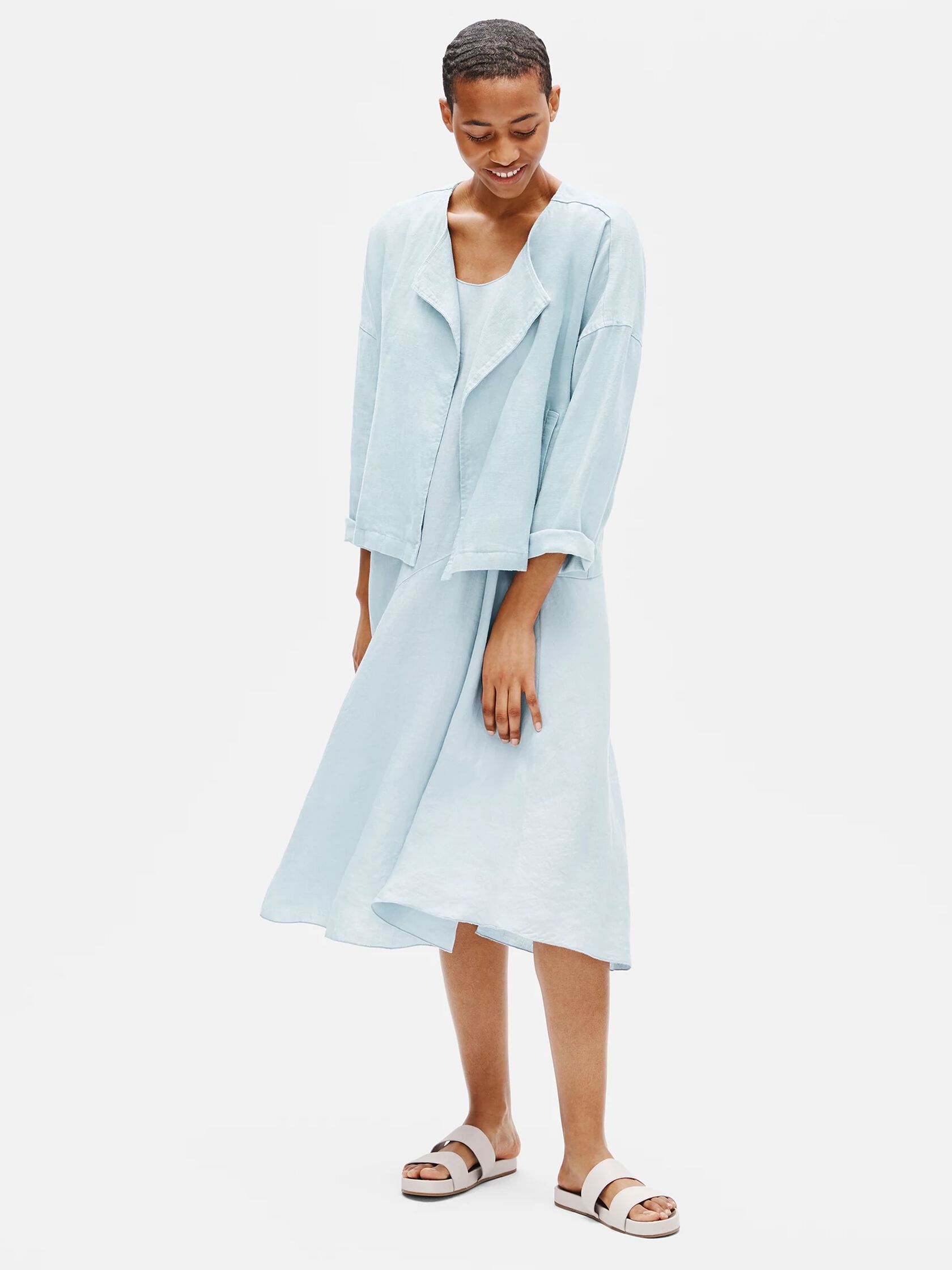 Heavy Organic Linen Drape Front Jacket