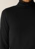 Sheer Cotton Blend Knit Turtleneck Top