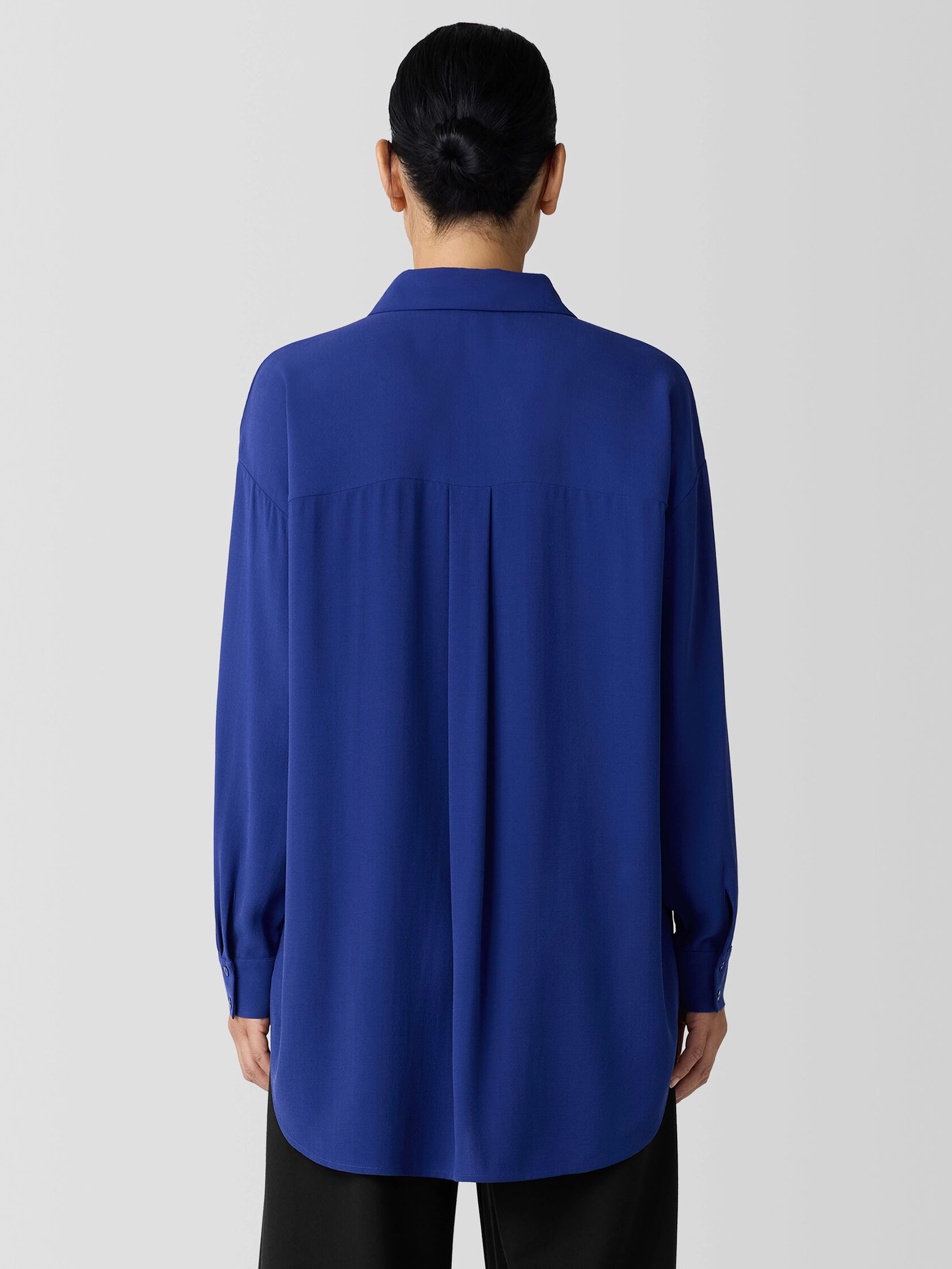 Silk Georgette Crepe Classic Collar Long Shirt