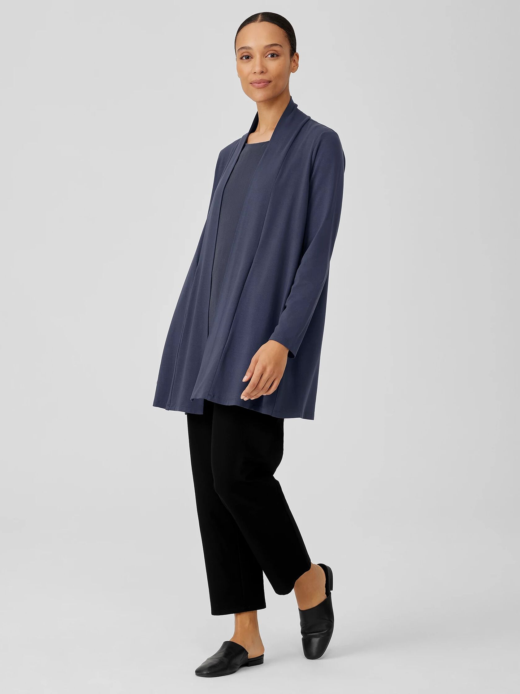 Stretch Jersey Knit Long Cardigan
