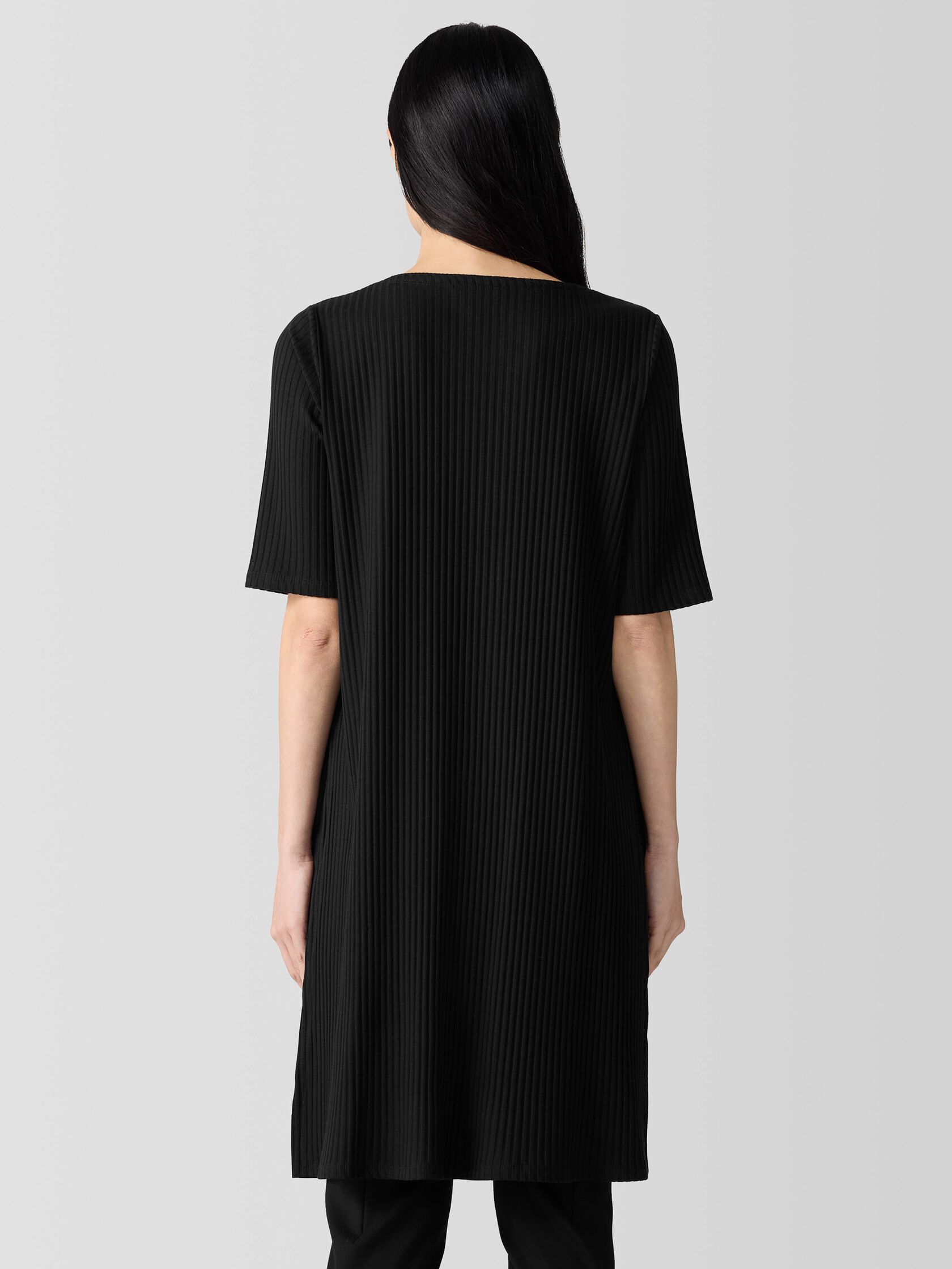 Textured Stretch Rib Ballet Neck Top