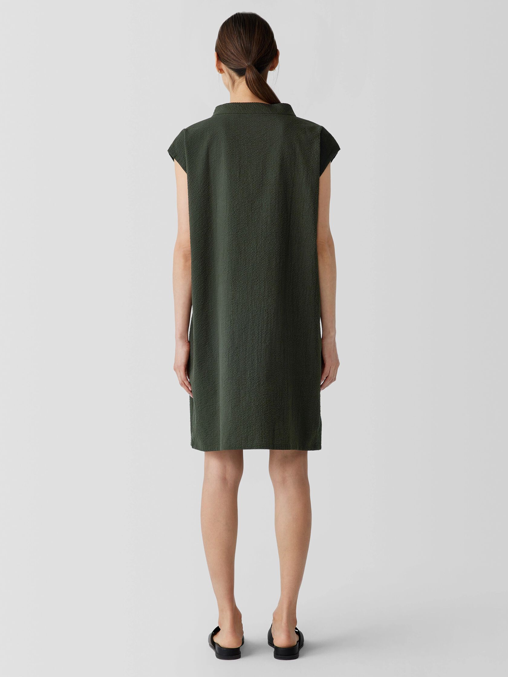 Organic Cotton Ripple Mock Neck Dress