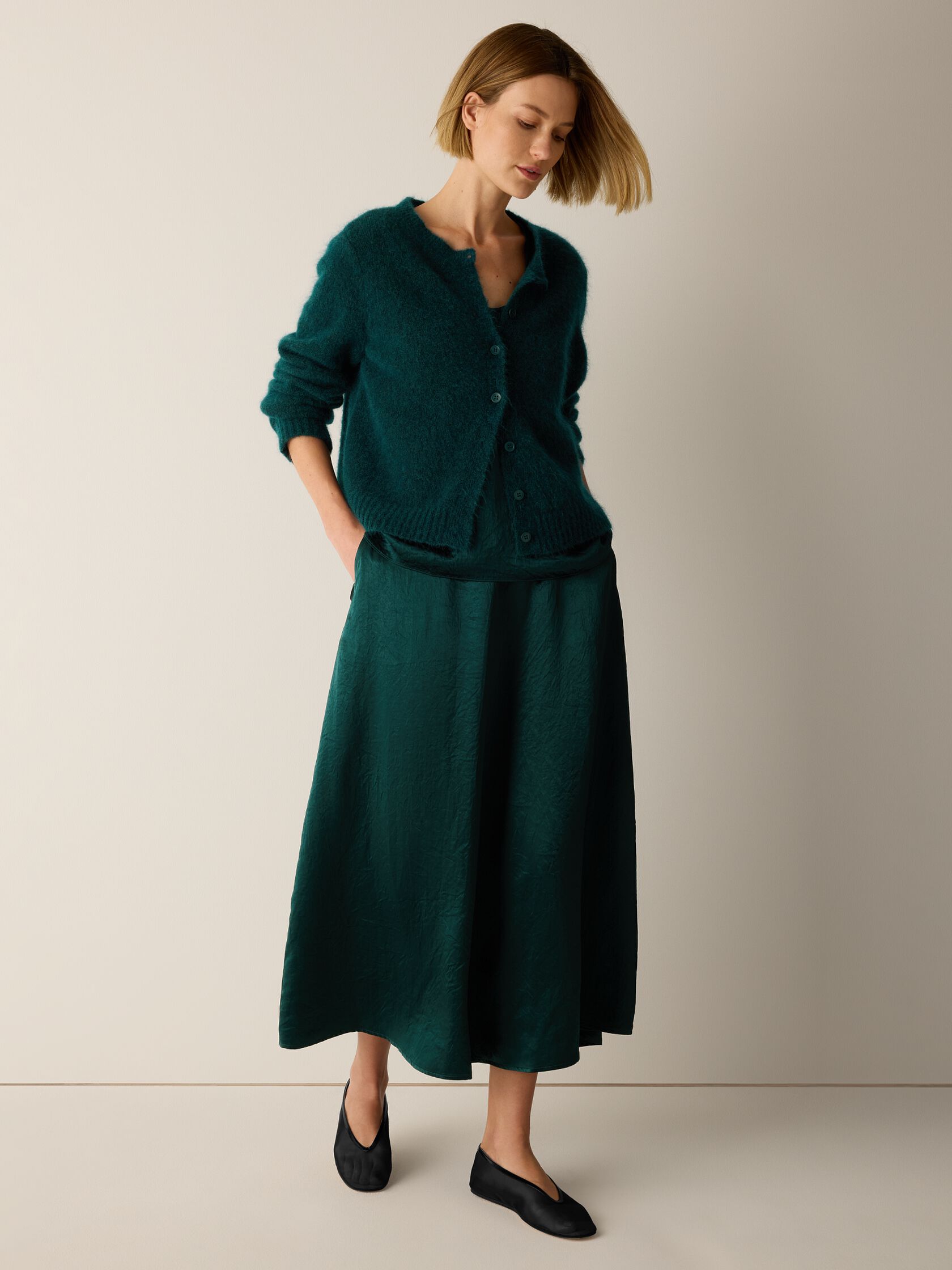 Textured Satin Half-Circle Skirt