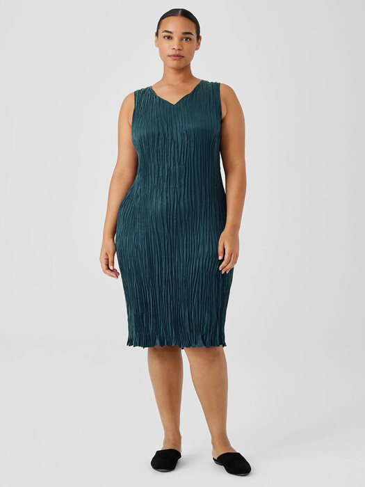 Crushed Cupro V-Neck Dress