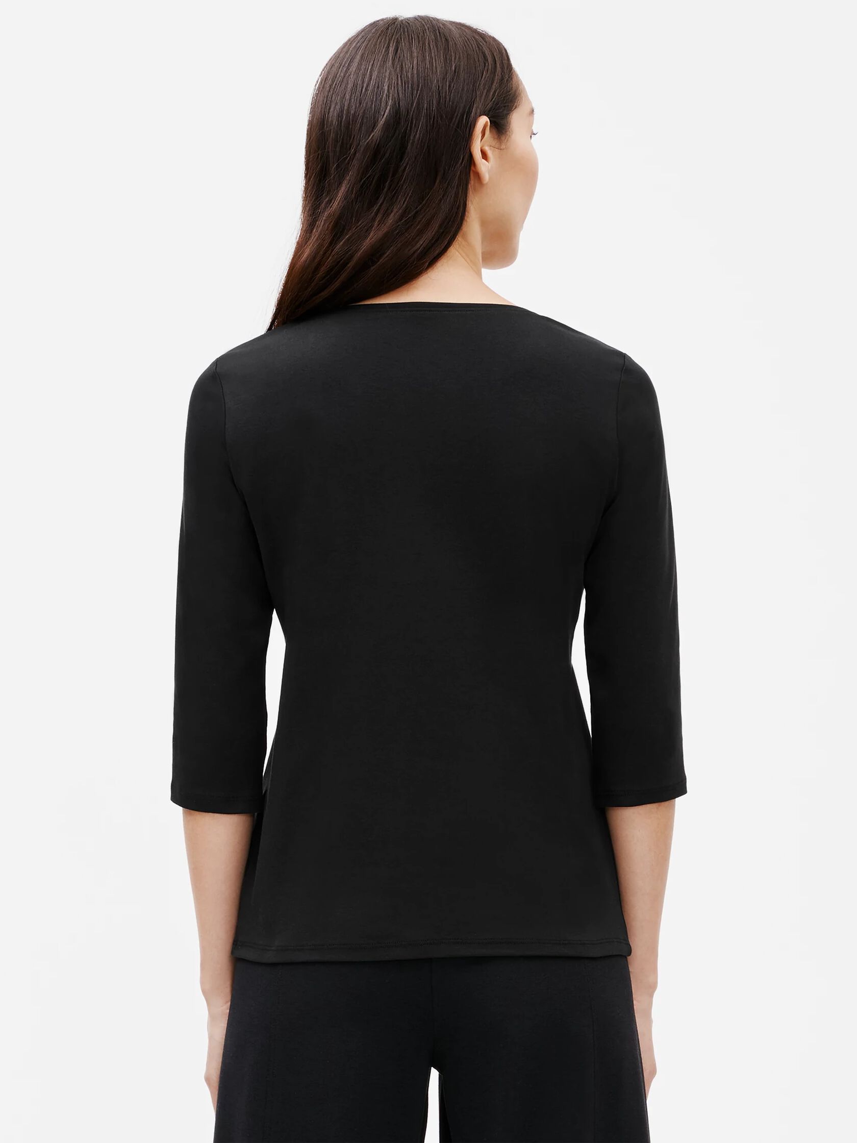 Organic Cotton Interlock Rounded V-Neck Top